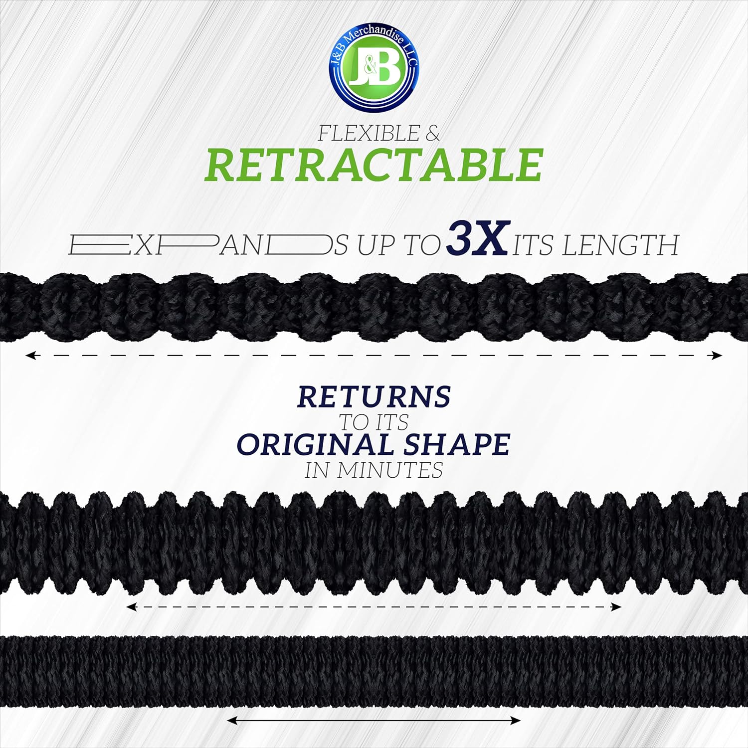 J&B XpandaHose 100ft Expandable Garden Hose – Ultra-Strong 3750D, 4-La