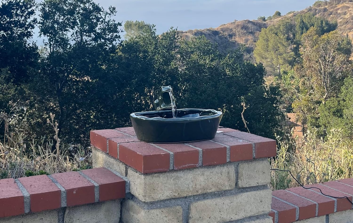 ASC Solar Powered Ceramic Green Frog Water Fountain Kit Garden Patio B