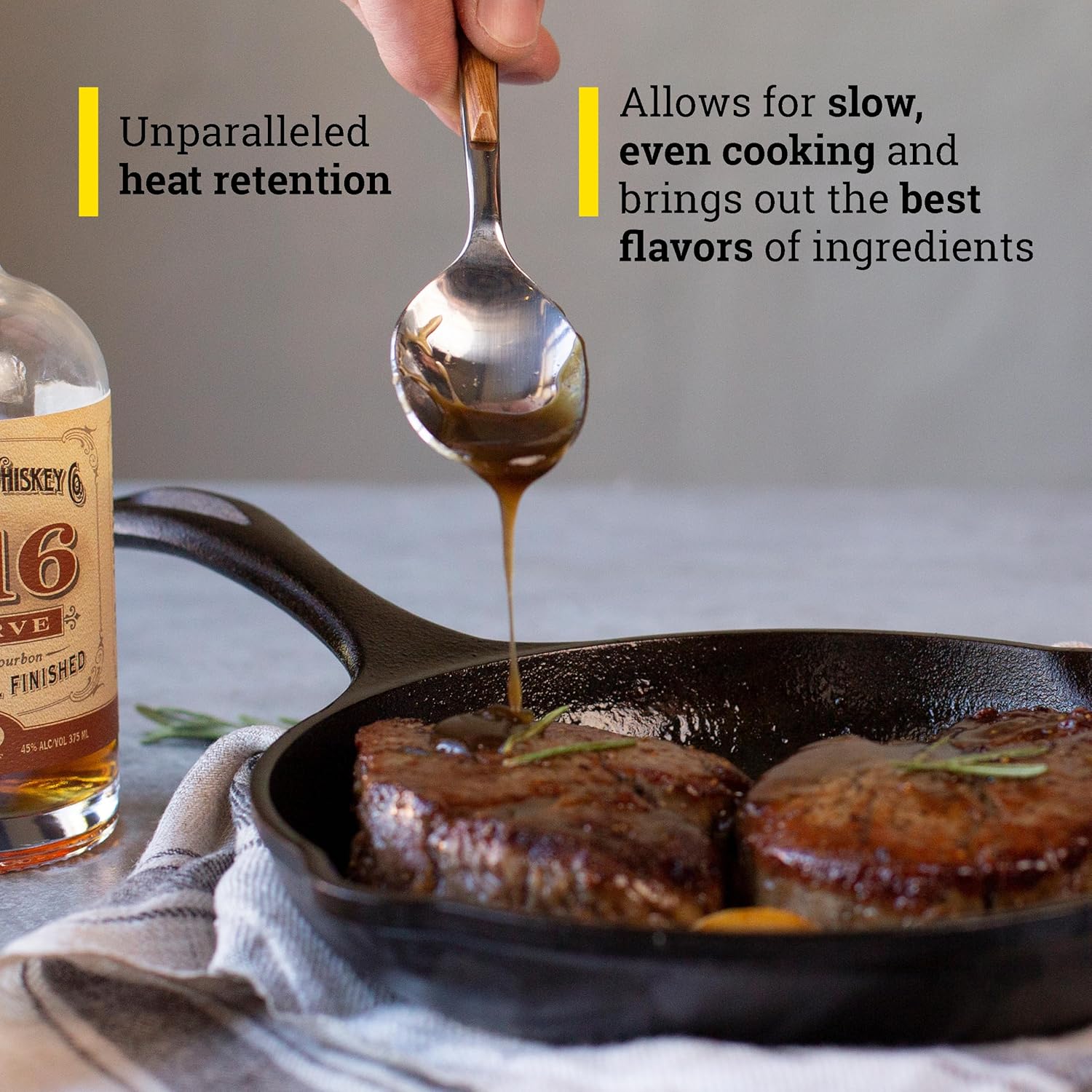 Lodge 8" Cast Iron Skillet - Chef Collection - Perfect Sear - Ergonomi