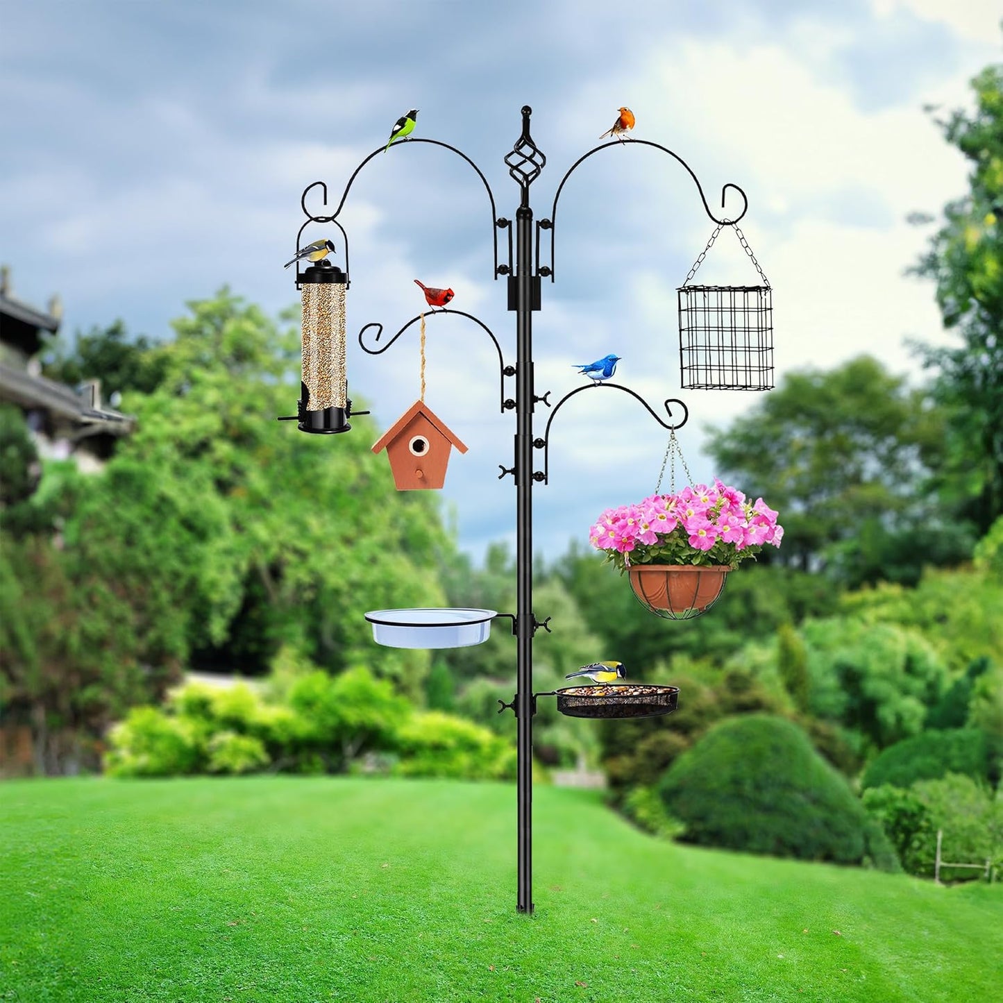 Sorbus Outdoor Feeding Station – 7ft Heavy-Duty Feeder Pole with Hange