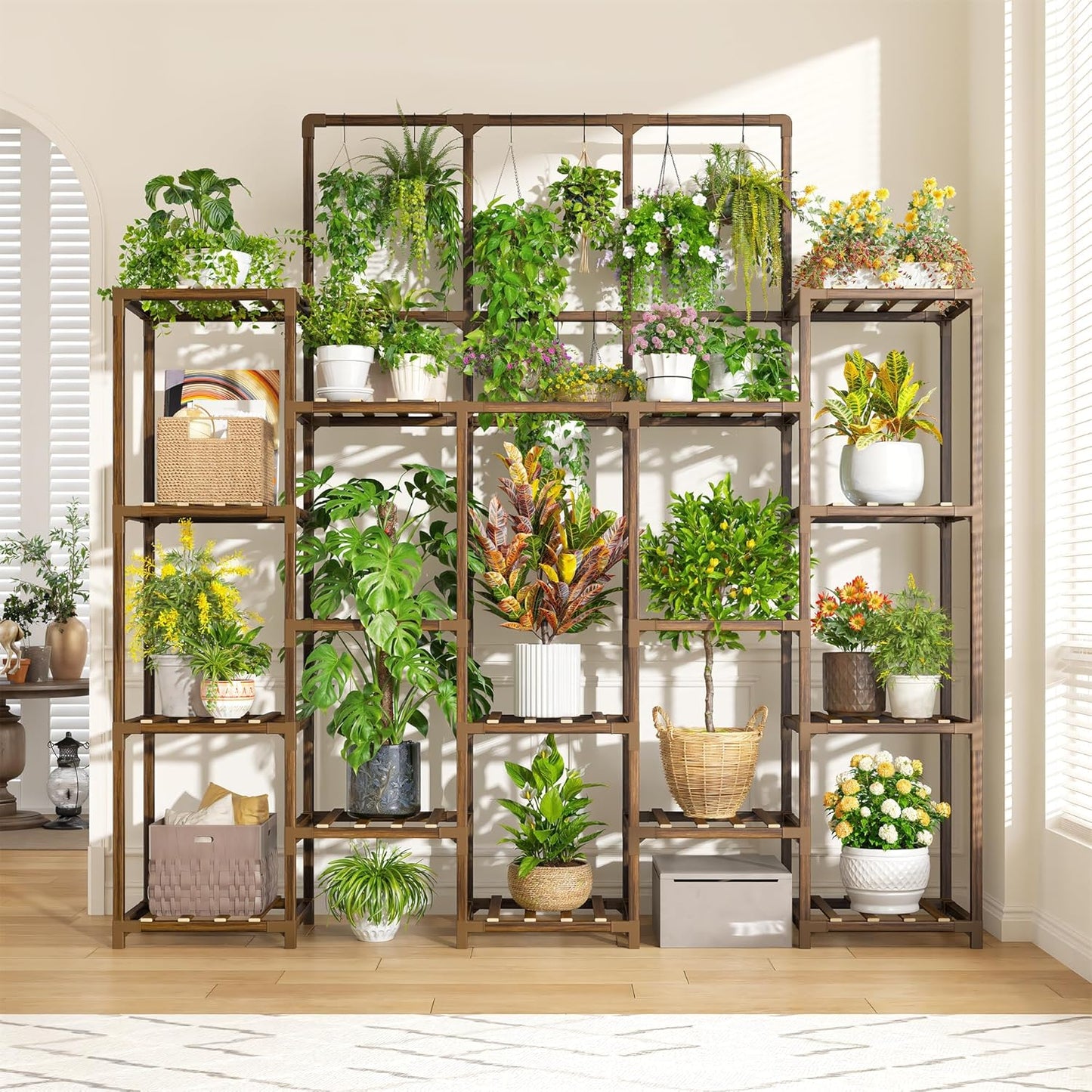 EnHomee Plant Stand Indoor Tall Plant Stand Outdoor Large Wood Plant S