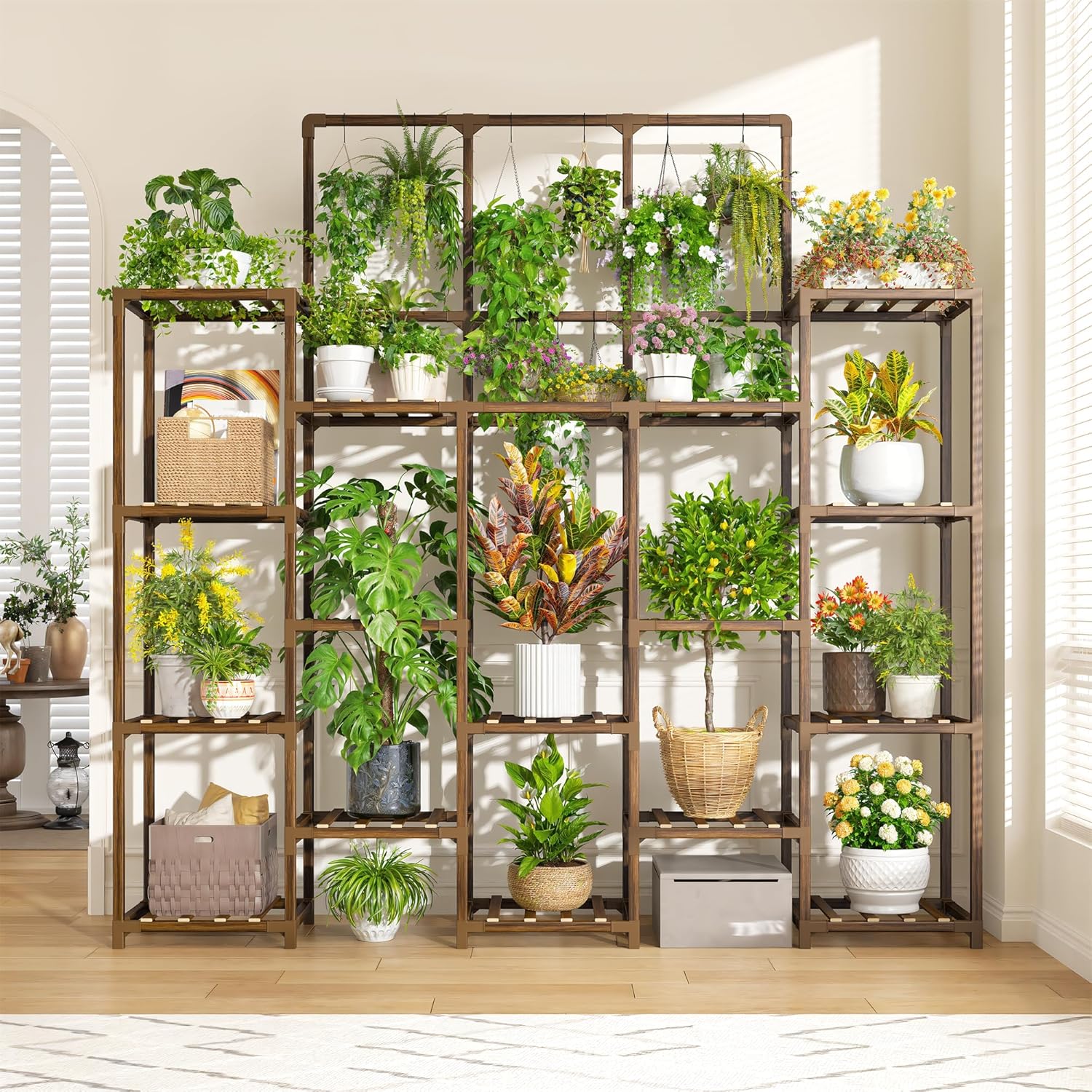 EnHomee Plant Stand Indoor Tall Plant Stand Outdoor Large Wood Plant S