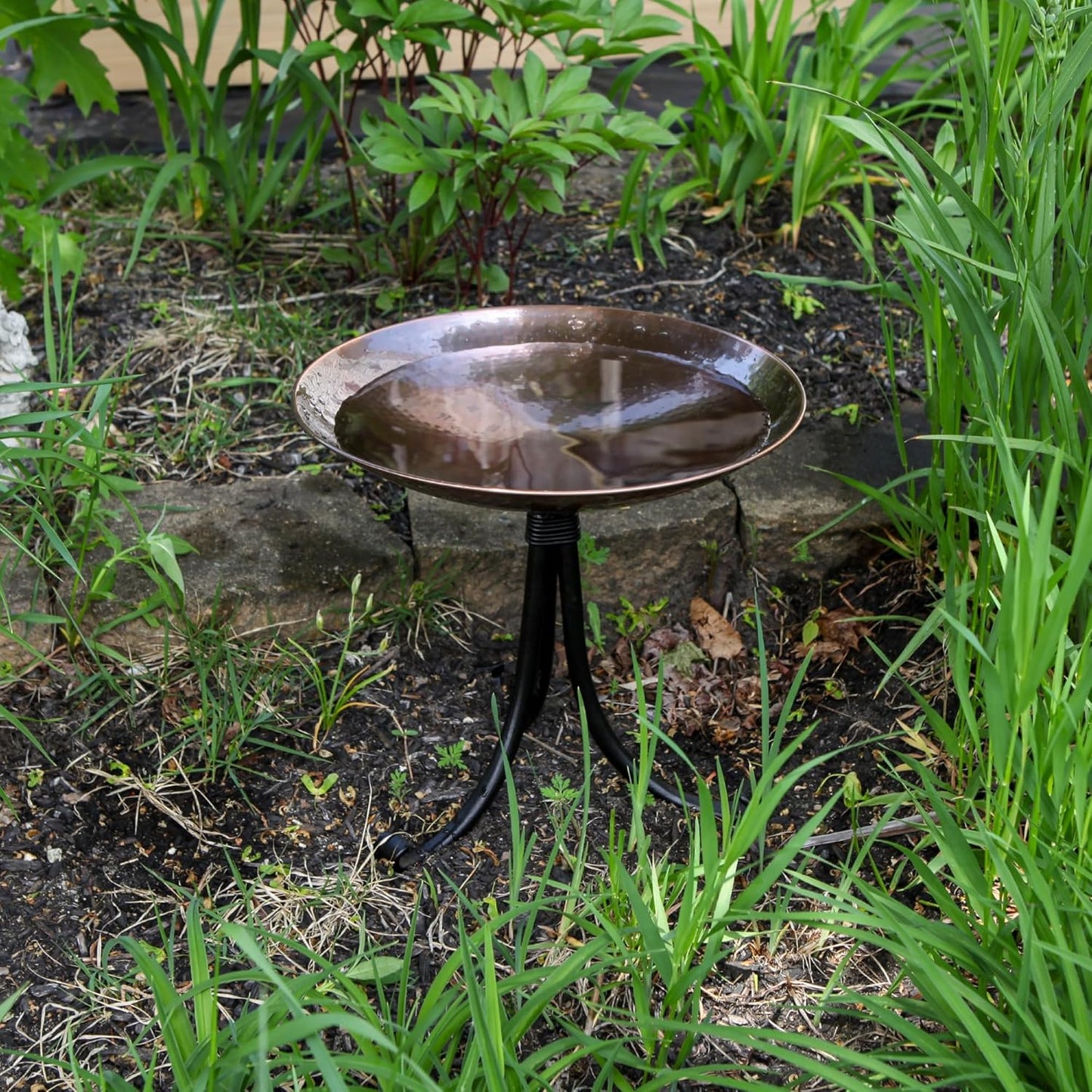 Burnt Copper Birdbath- Tripod Stand