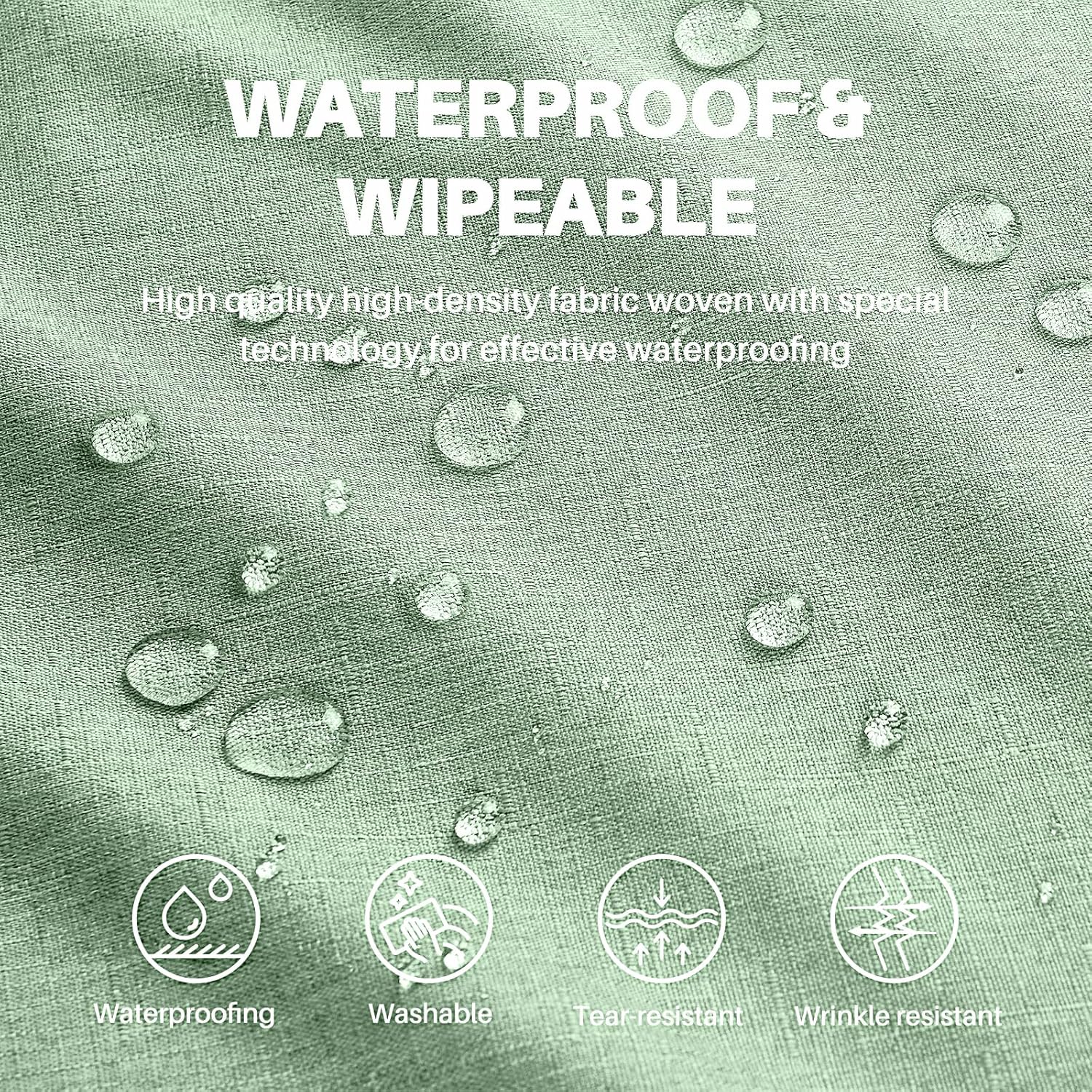 IVAPUPU Textured Linen Table Cloth for Rectangle Tables - Sage Green T