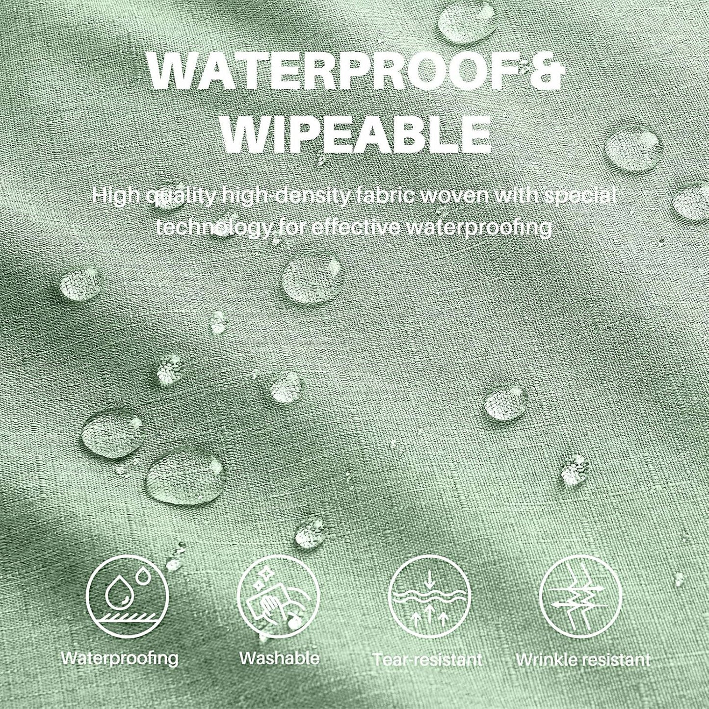 IVAPUPU Textured Linen Table Cloth for Rectangle Tables - Sage Green Tablecloths Rectangular Waterproof Wrinkle Free Wipeable Dining Table Cover for Spring Easter Decor Wedding Birthday, 52 x 70 Inch