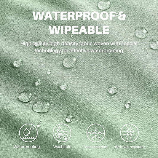 IVAPUPU Textured Linen Table Cloth for Rectangle Tables - Sage Green Tablecloths Rectangular Waterproof Wrinkle Free Wipeable Dining Table Cover for Spring Easter Decor Wedding Birthday, 52 x 70 Inch
