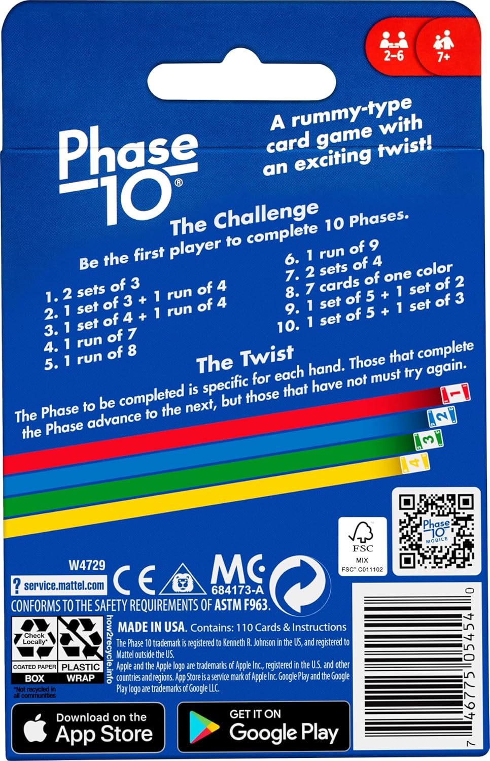 Mattel Games Phase 10 Card Game with 108 Cards, Makes a Great Gift for