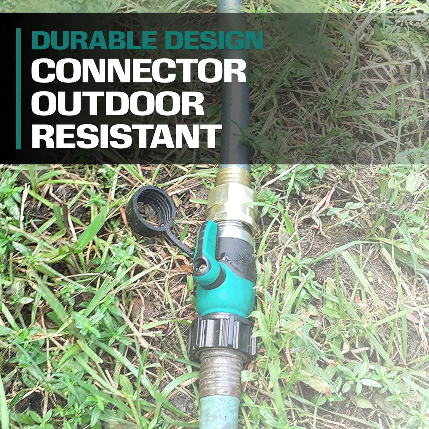 2WAYZ Heavy Duty Garden Hose Connector with On/Off Switch - Water Flow Control Adapter for Outdoor Use - Durable Brass Fitting with Hose Valve Shut-Off Handle for Quick Adjustments