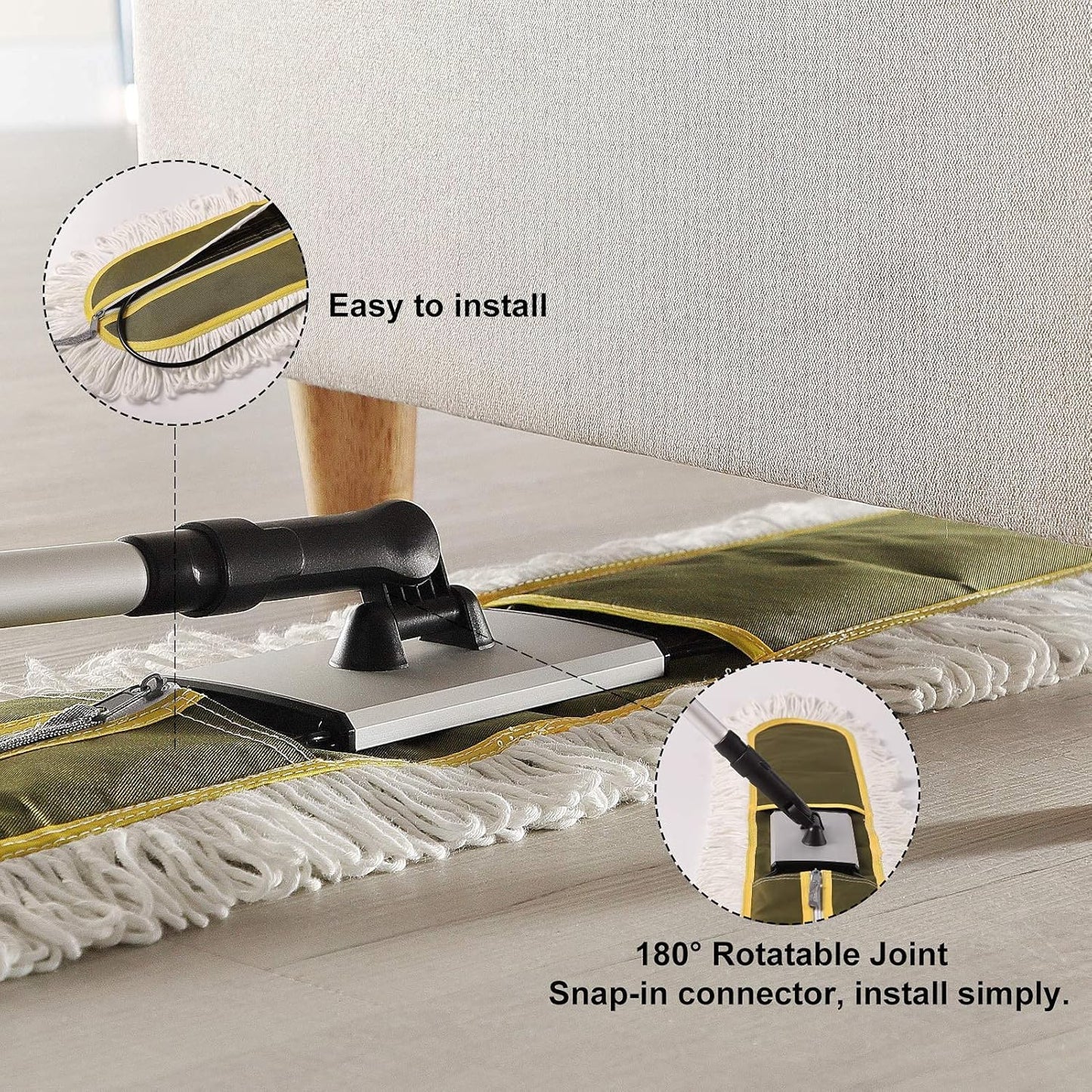36" Commercial Dust Mops for Floor Cleaning Heavy Duty Floor Duster Mop with Long Handle Hotel Gym Household Cleaning Supplies for Hardwood, Tiles, Marble Floors (Green)
