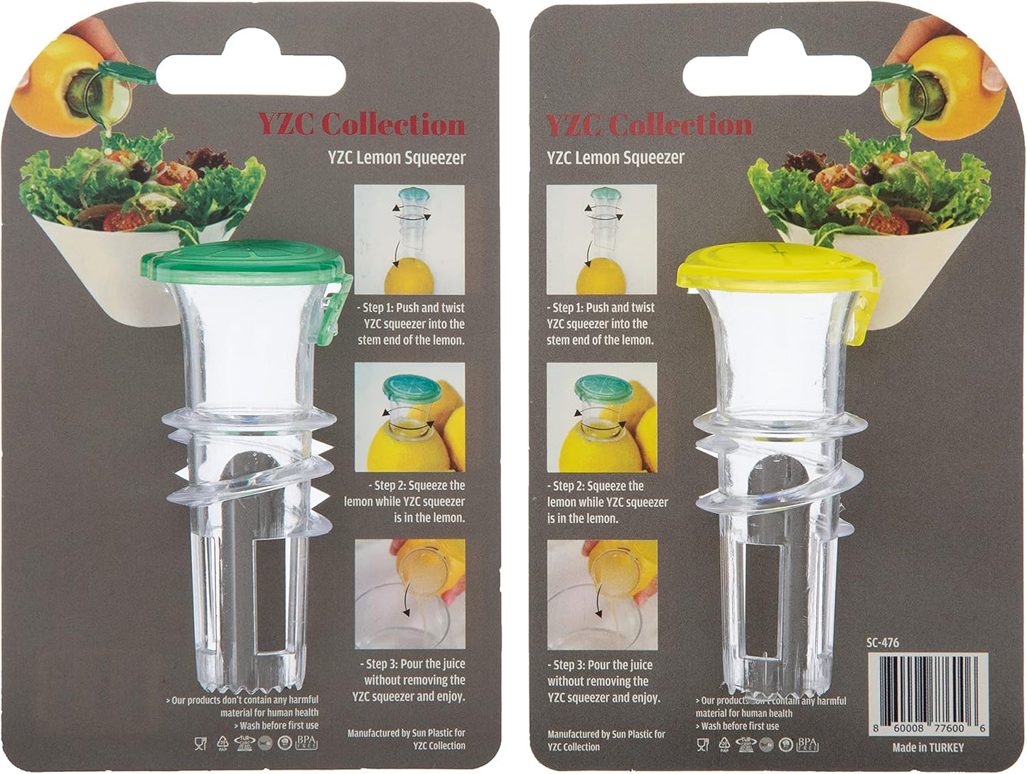 YZC Lemon Squeezer – 2-Pack Lemon-Juicer – BPA-Free Plastic Lime Juice