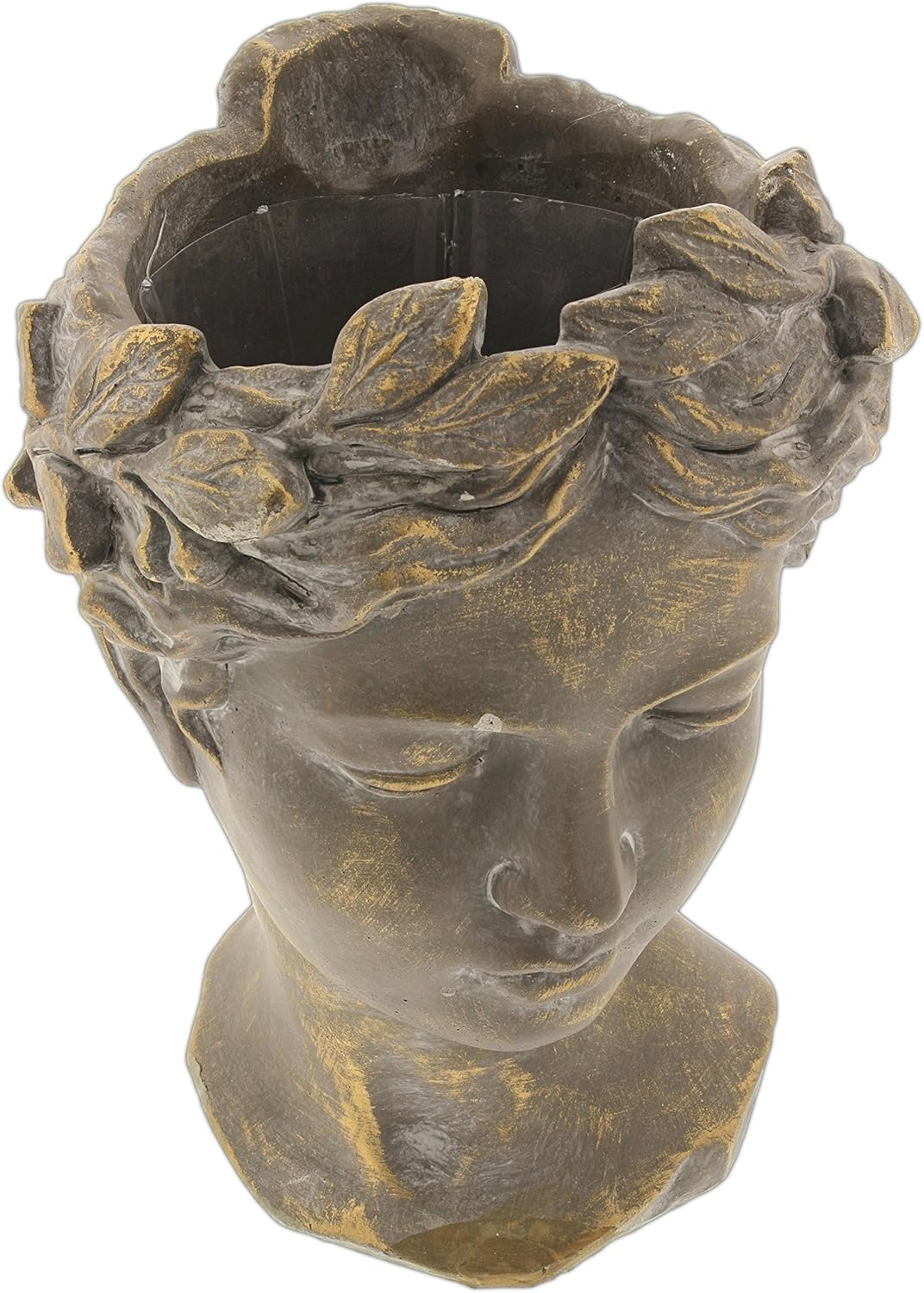 Greek/Roman Style Female Statue Head Cement Planter - Unique Planter Pot for Indoor Outdoor Home Garden Decor (10.5")