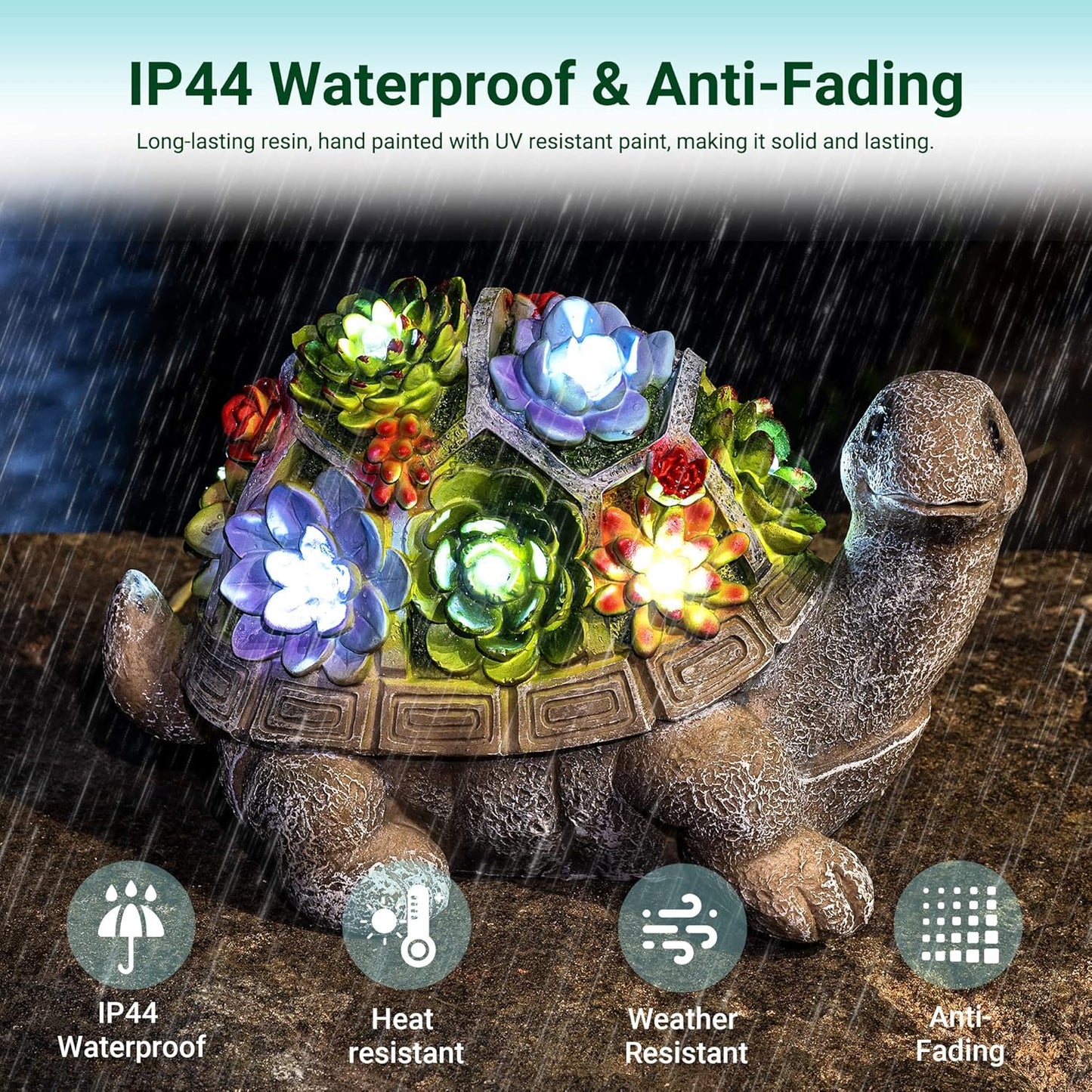 GIGALUMI Solar Garden Statues Turtle Figurine Lights for Outside, Yard