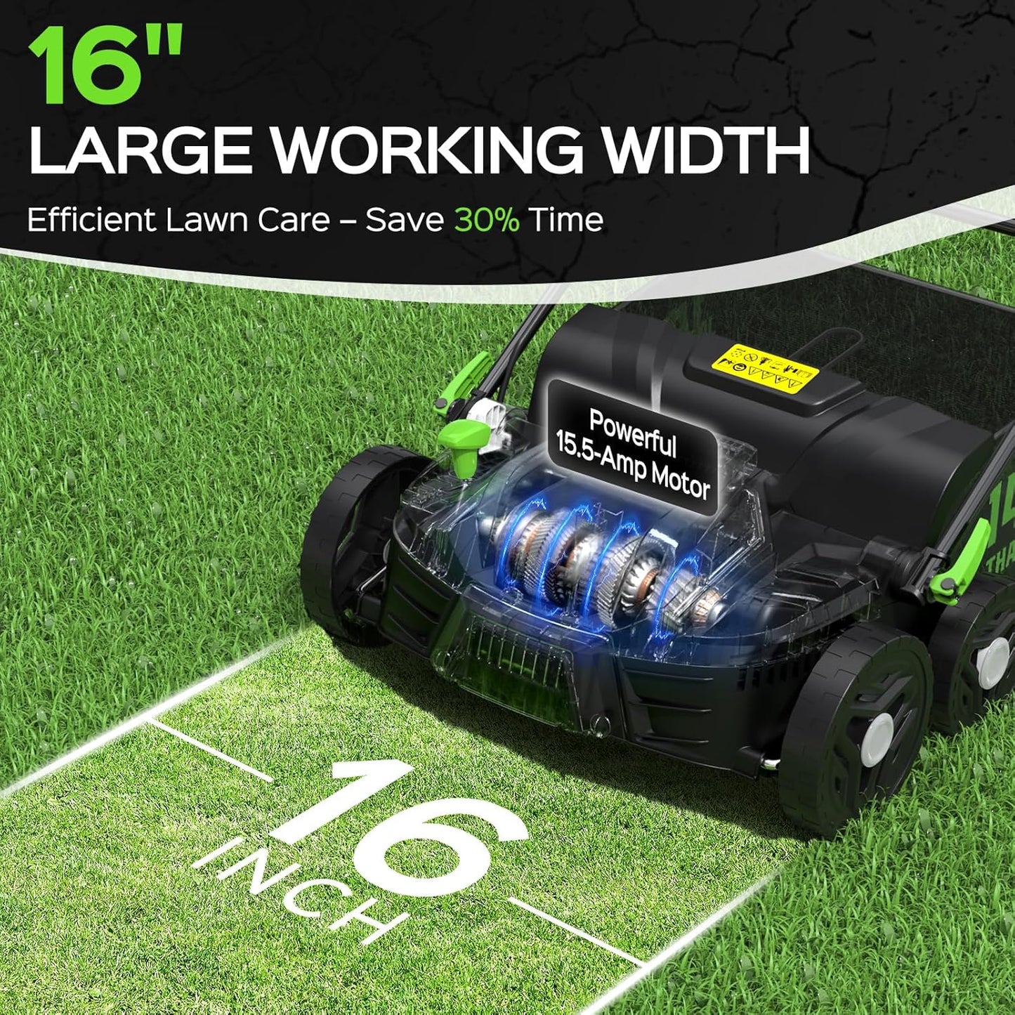 2026 Upgrade 16-Inch 15.5 Amp 2-in-1 Electric Dethatcher and Scarifier