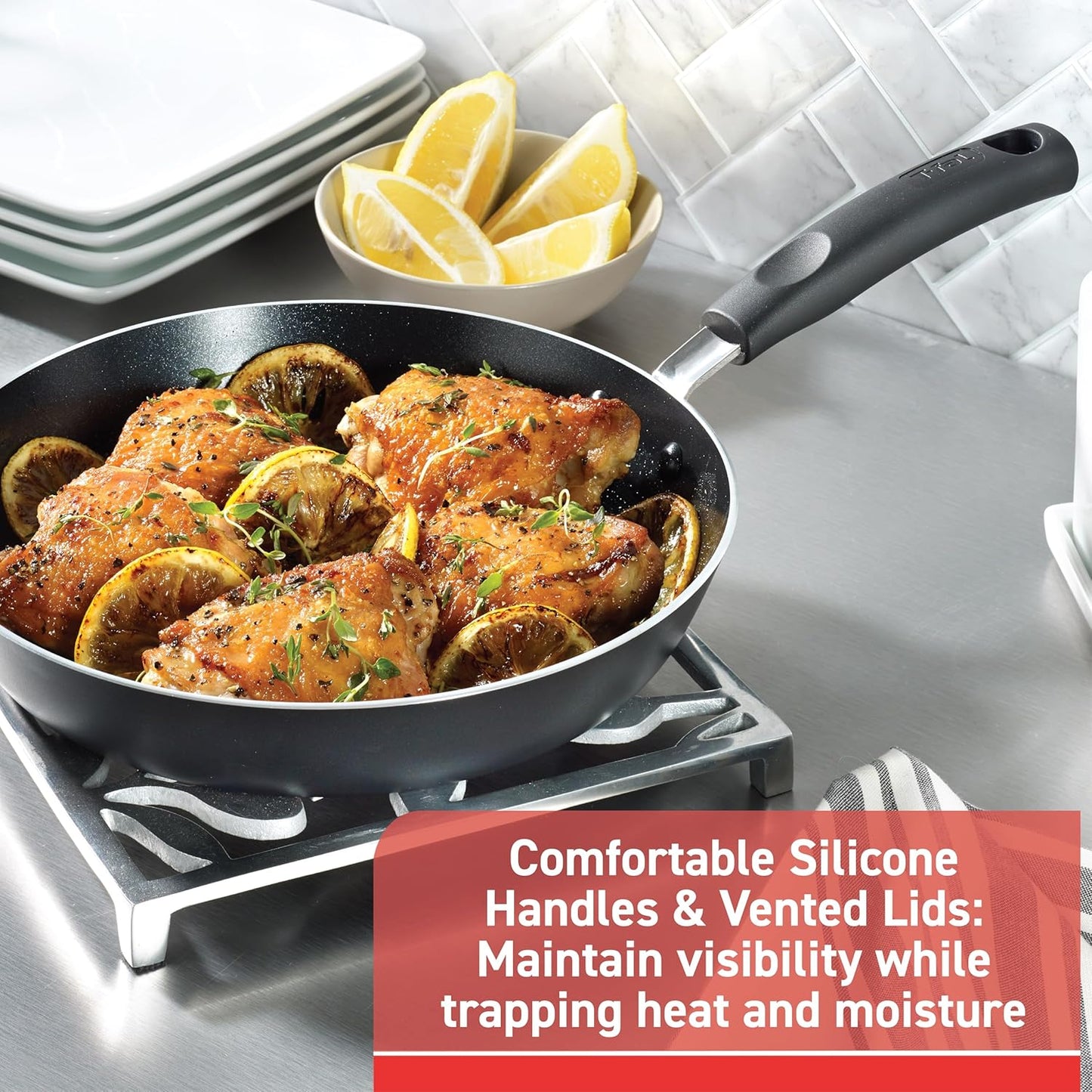 T-Fal Signature Nonstick Pots and Pans Set 12 Piece, Oven Broiler Safe