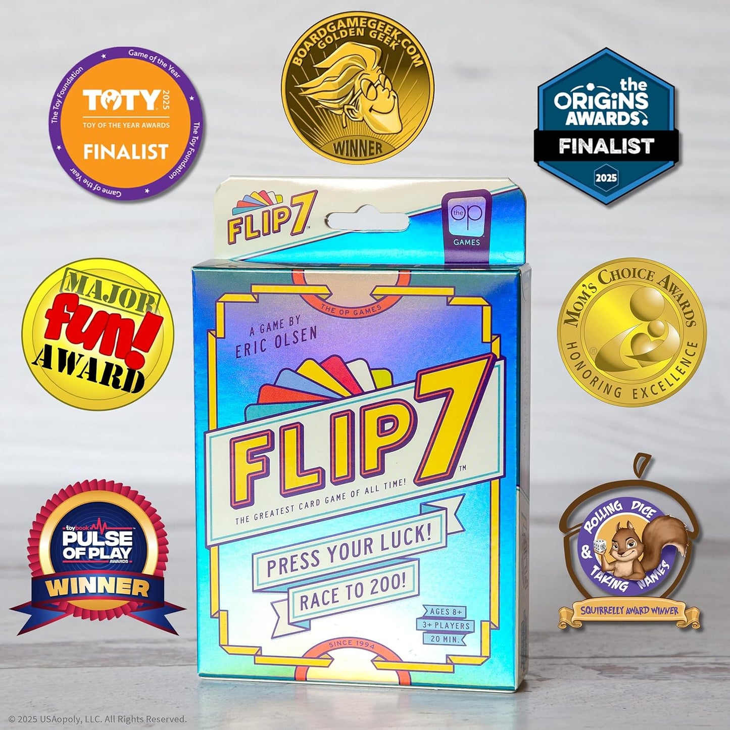 USAOPOLY Flip 7, The Ultimate Blend of Press Your Luck & Strategy, Fas