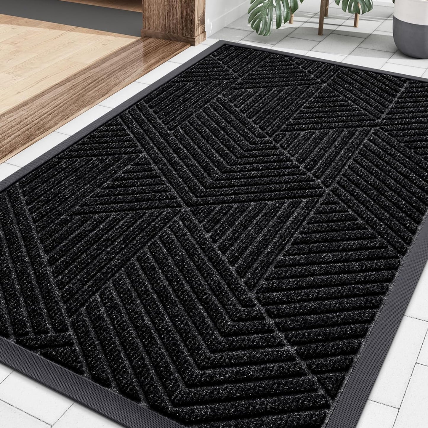 Smiry Front Door Mat Outside Entrance, Heavy Duty Sturdy Natural Rubbe