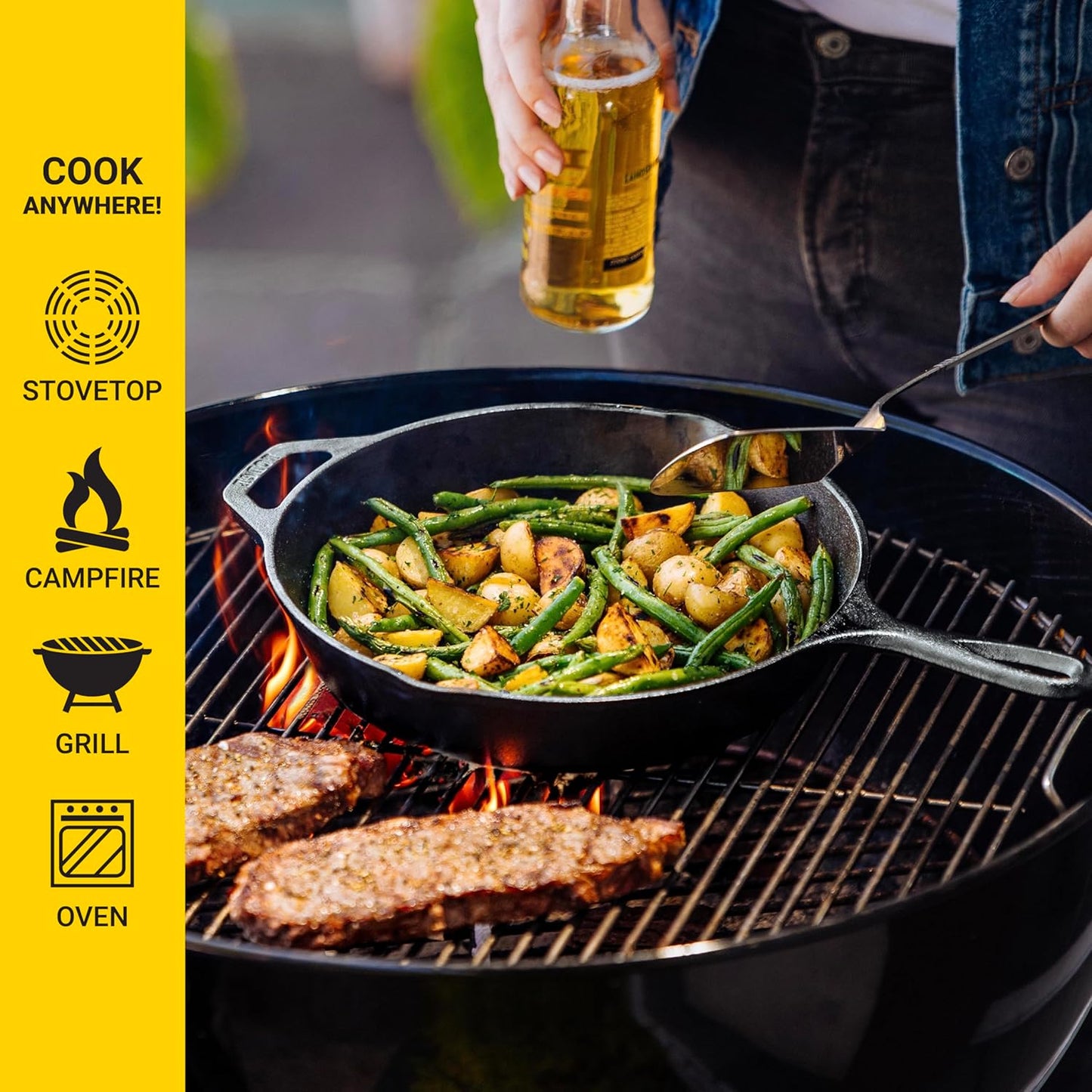 Lodge Seasoned Cast Iron Skillet Set - PFAS-Free, Non-Toxic Cookware -