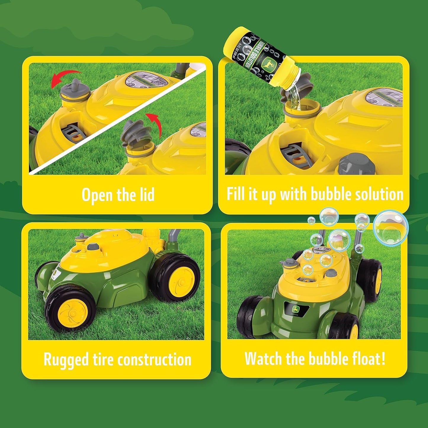 John Deere Bubble Lawn Mower for Toddlers, Bubble Blowing Machines, In