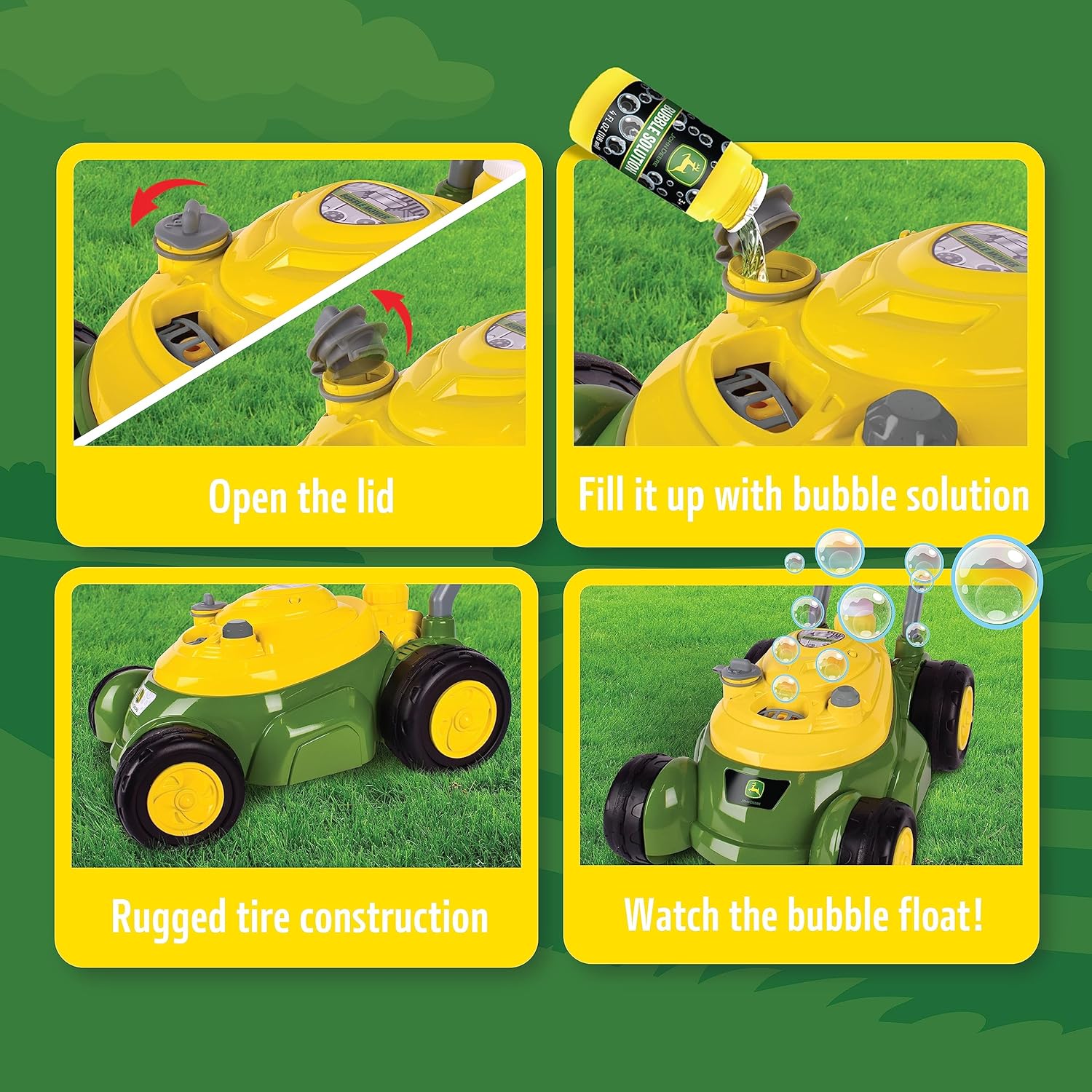John Deere Bubble Lawn Mower for Toddlers, Bubble Blowing Machines, In