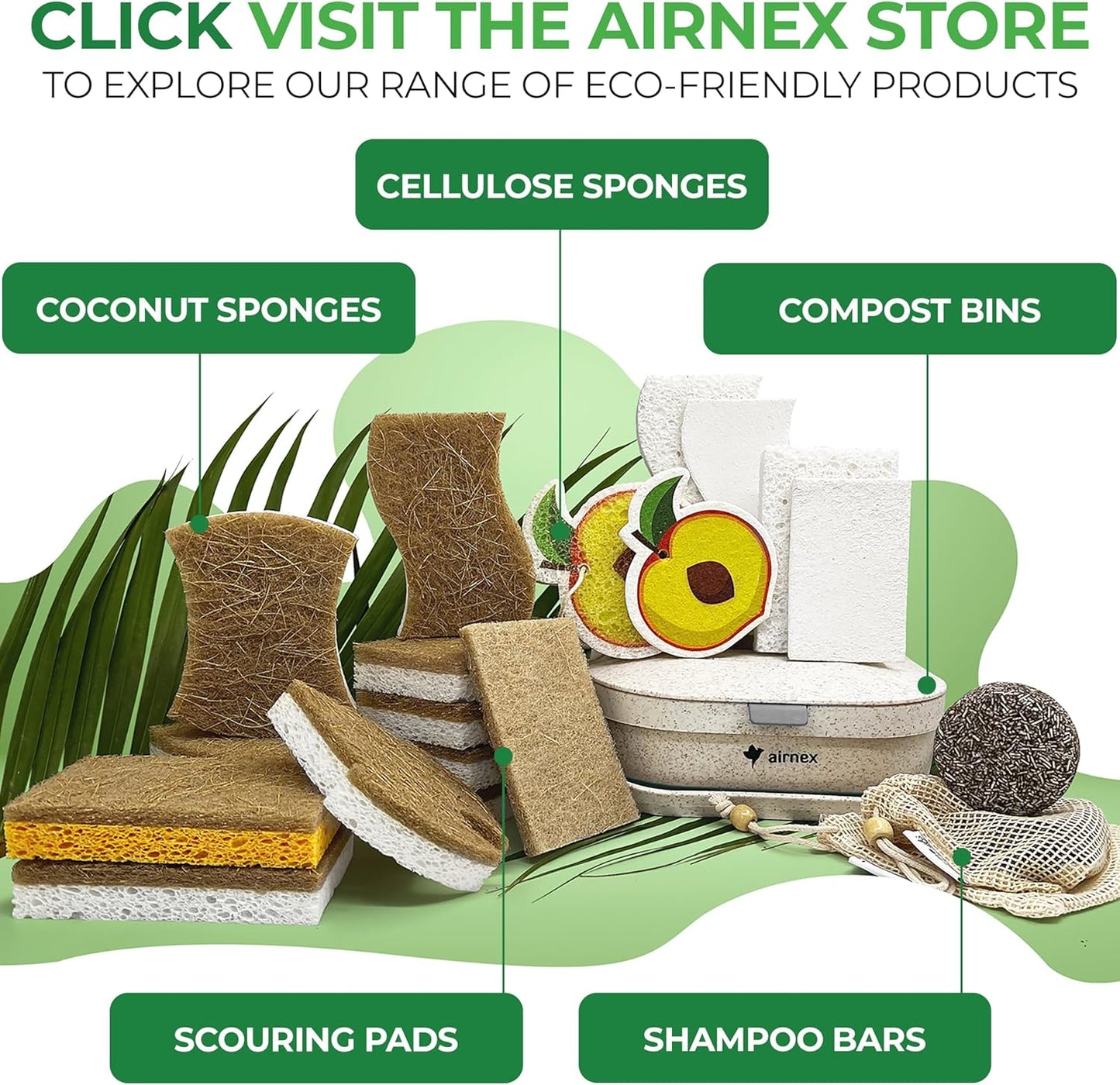 Biodegradable Natural Kitchen Sponge - Compostable Cellulose and Cocon