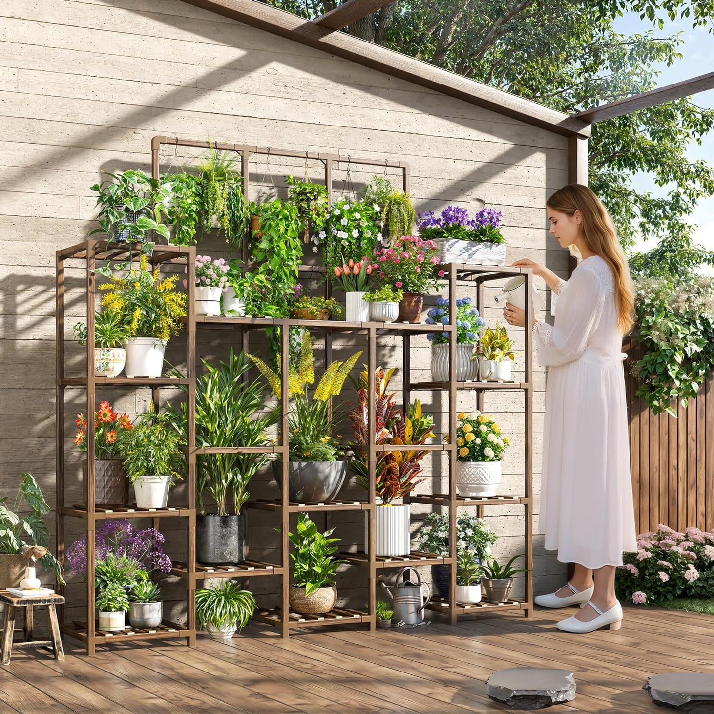 EnHomee Plant Stand Indoor Tall Plant Stand Outdoor Large Wood Plant S