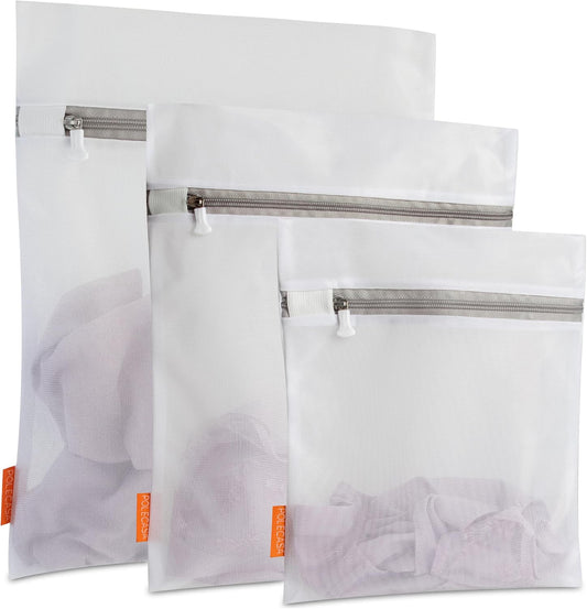 Polecasa 3Pcs Mesh Laundry Bags with Sturdy Zipper, Even Mesh Holes, Variety Sizes for all Your Delicates, Lingerie, Bras, Baby Clothes -Travel Essentials (1 Large, 1 Medium, 1 Small)