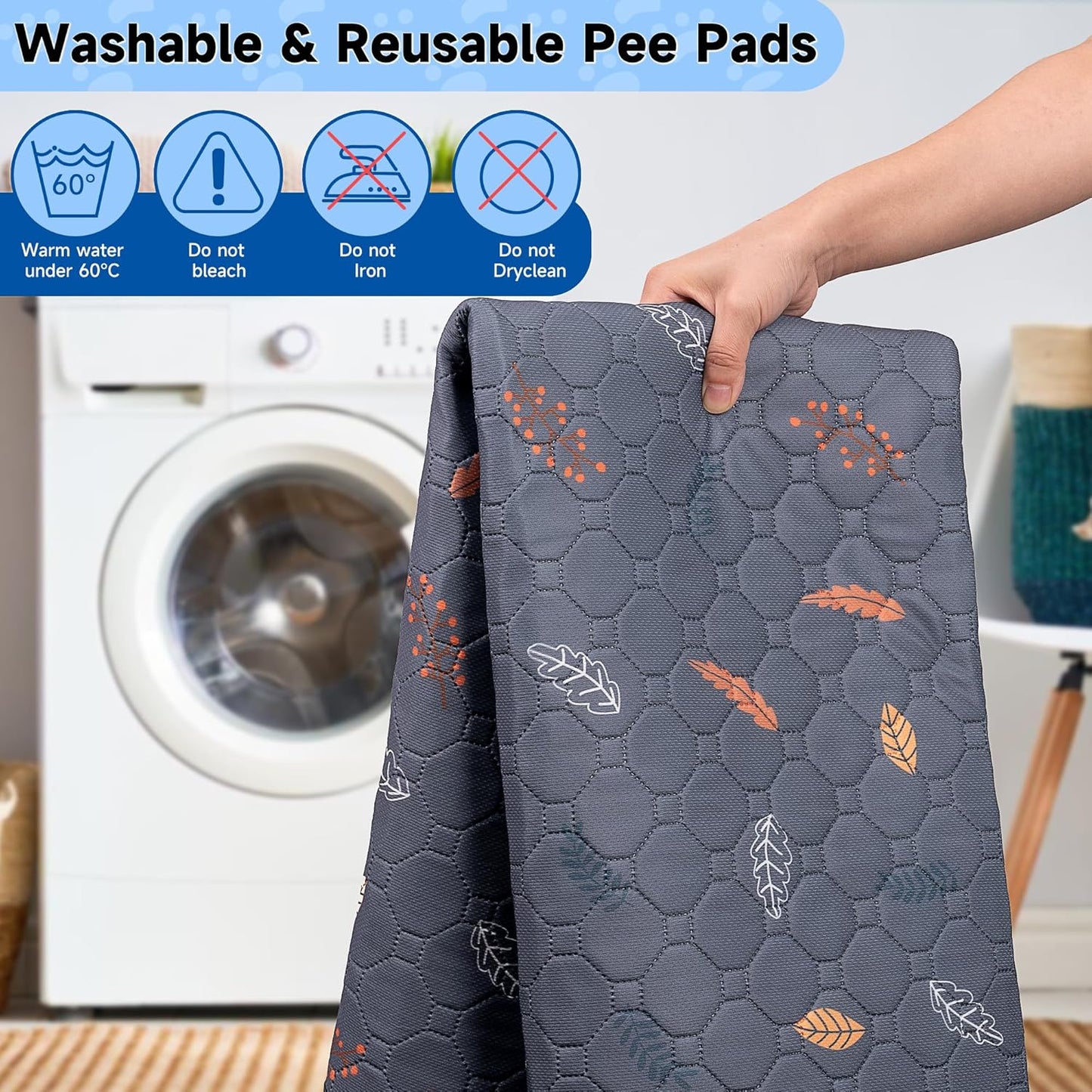 Sunheir Washable Pee Pads for Dogs , Thick Heavy Absorbency Reusable, 
