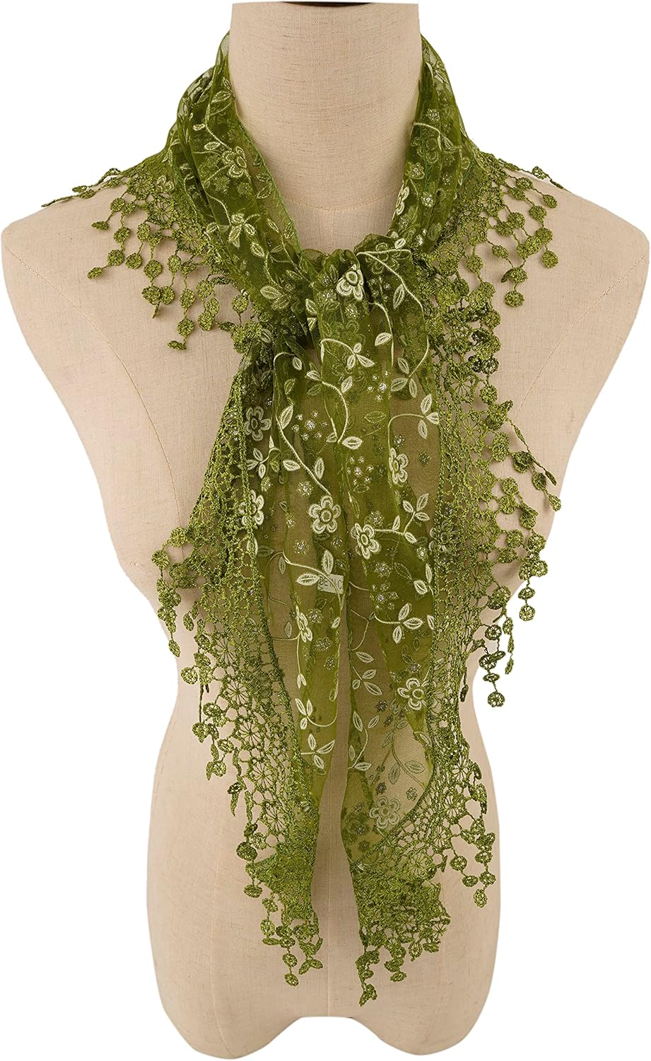 YOUR SMILE Lightweight Soft Leaf Lace Fringes Triangular Floral Fashio