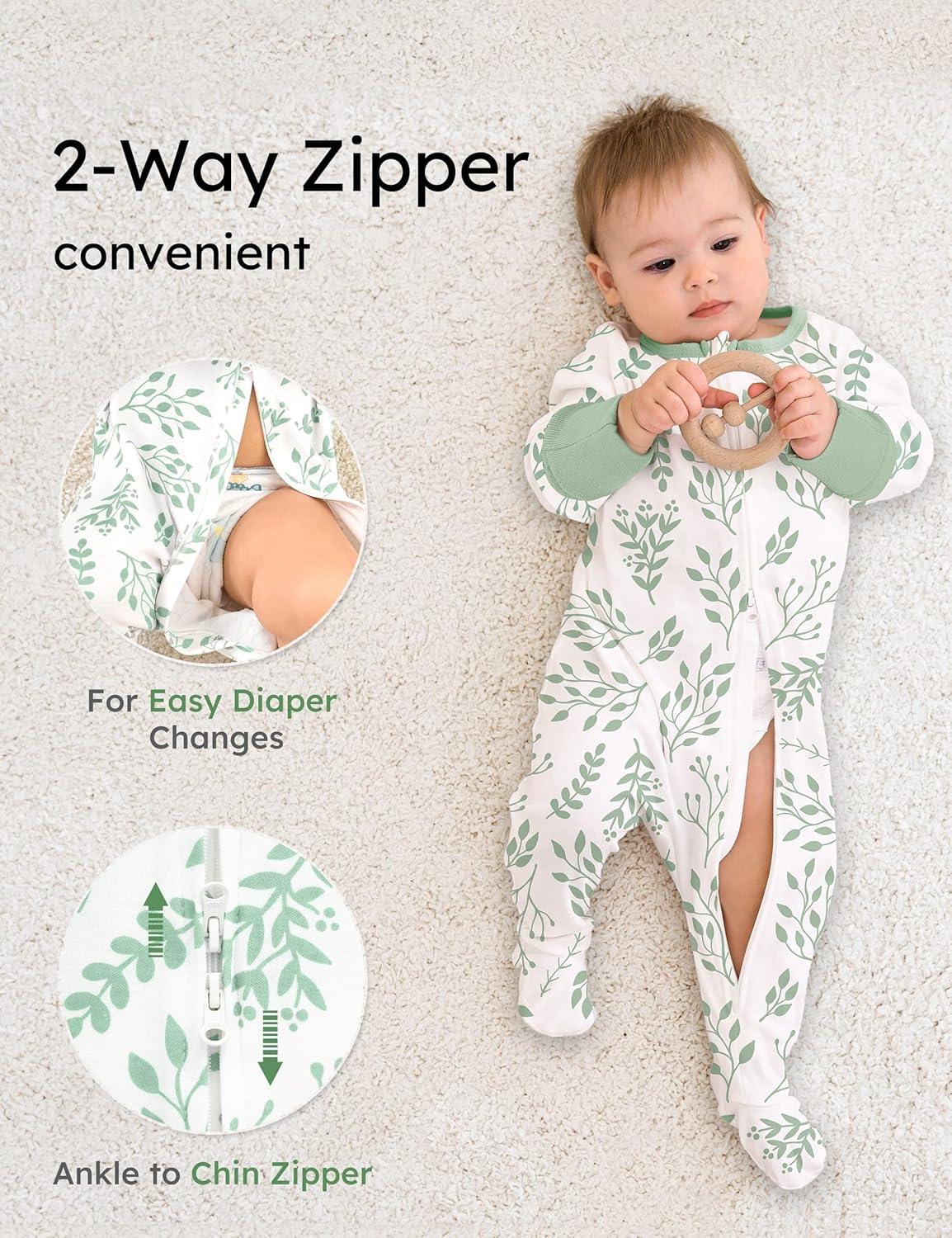 Yoofoss Baby Pajamas 100% Organic Cotton Baby Sleepers for Newborn 0-3