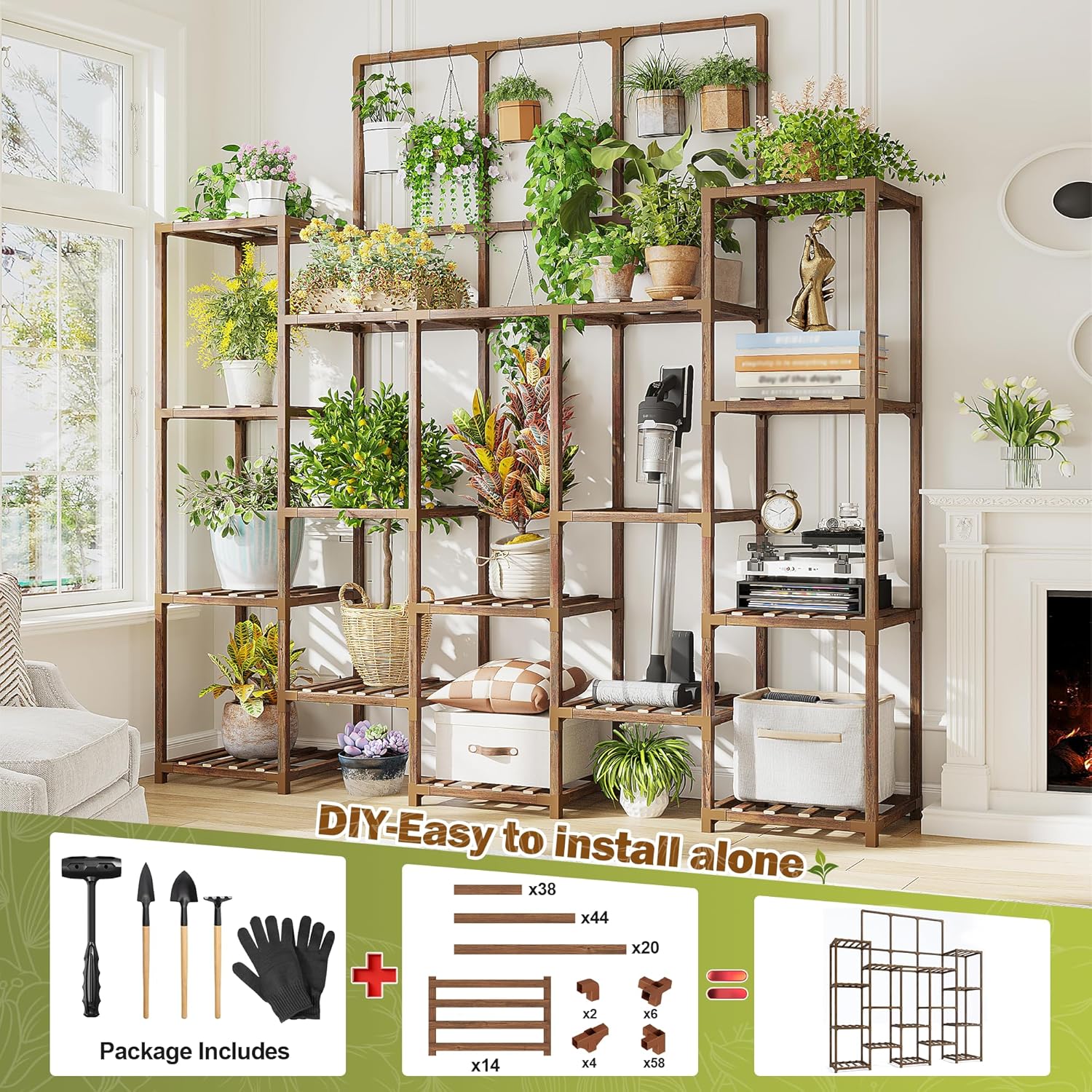 EnHomee Plant Stand Indoor Tall Plant Stand Outdoor Large Wood Plant S