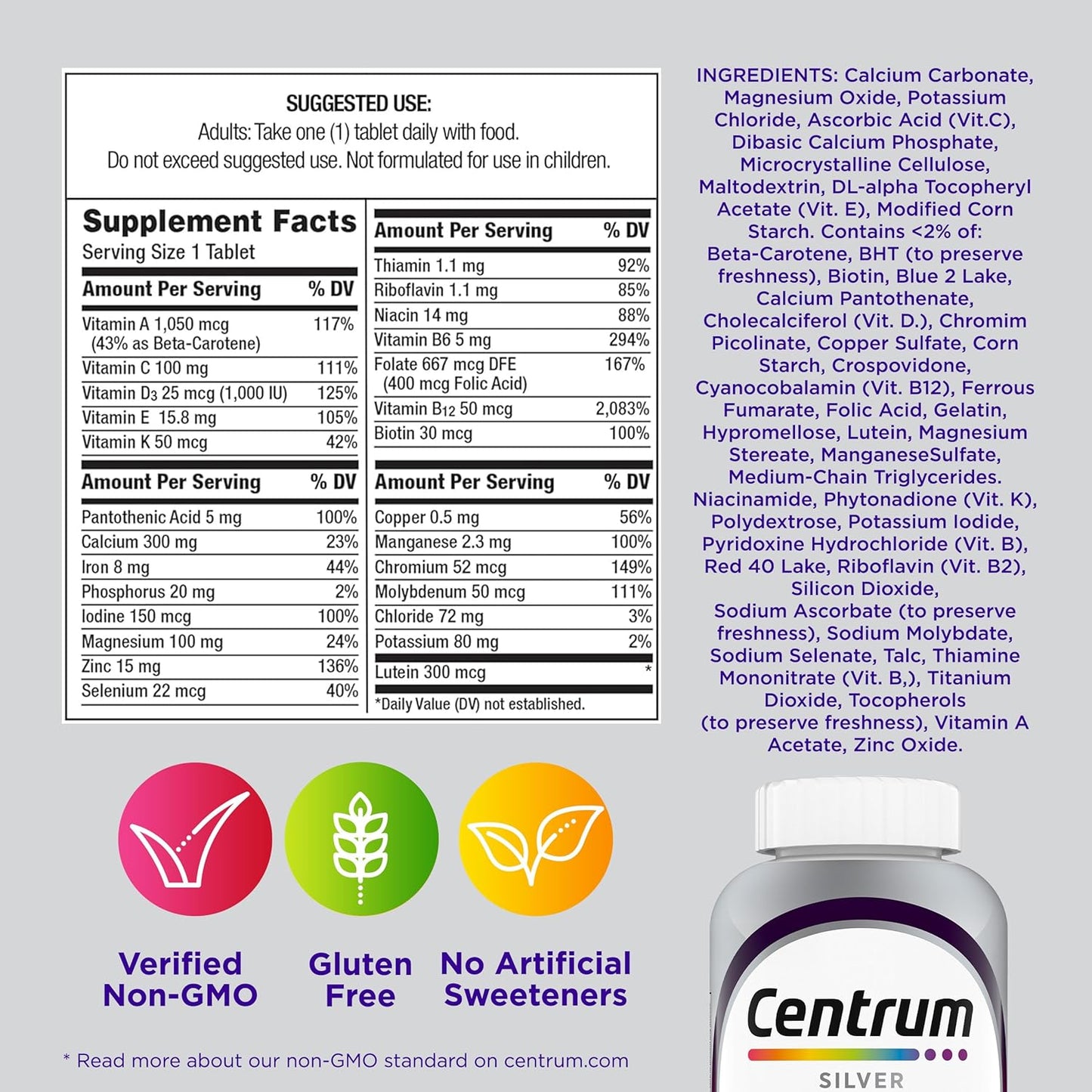 Centrum Silver Women's Multivitamin for Women 50 Plus, Multivitamin/Mu