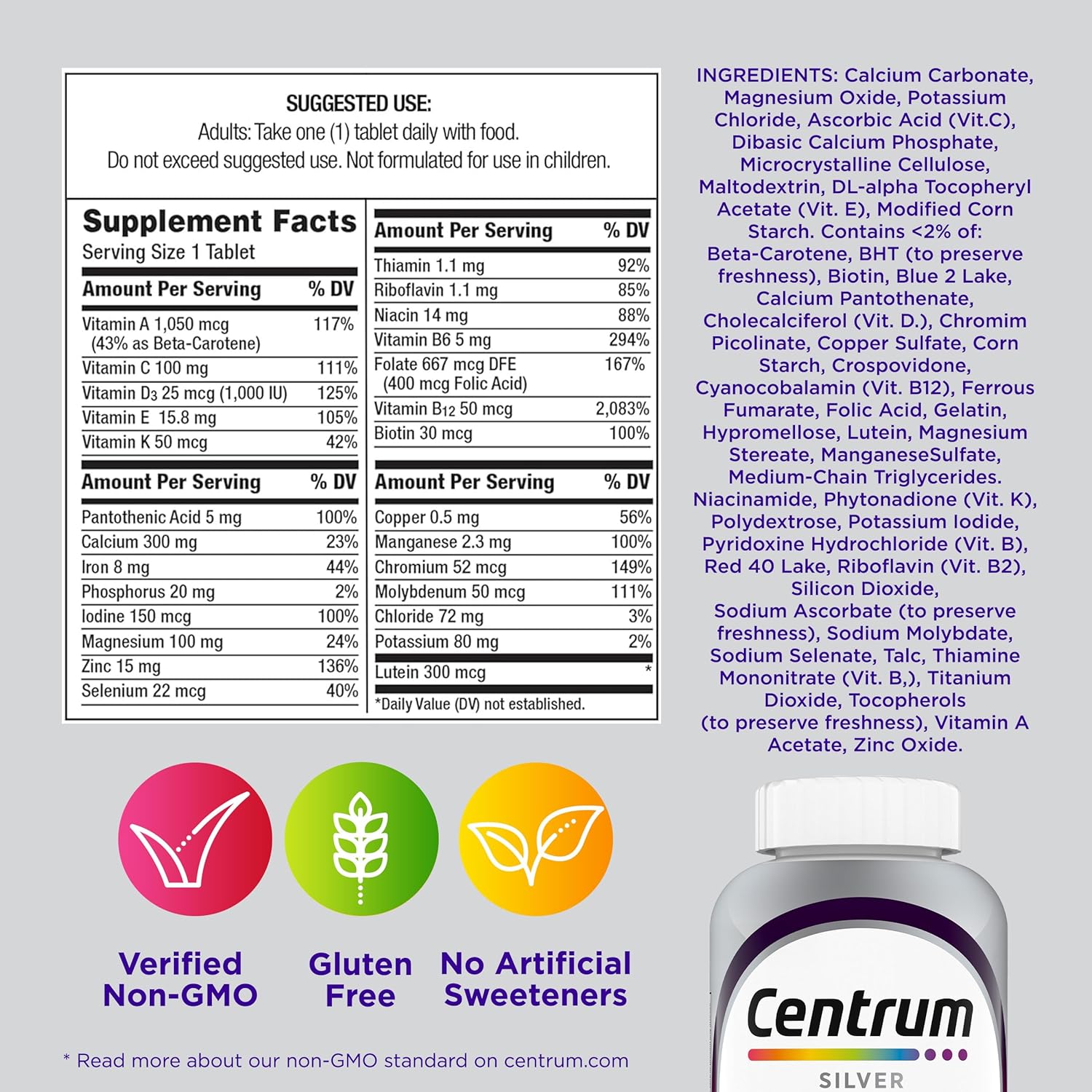 Centrum Silver Women's Multivitamin for Women 50 Plus, Multivitamin/Mu