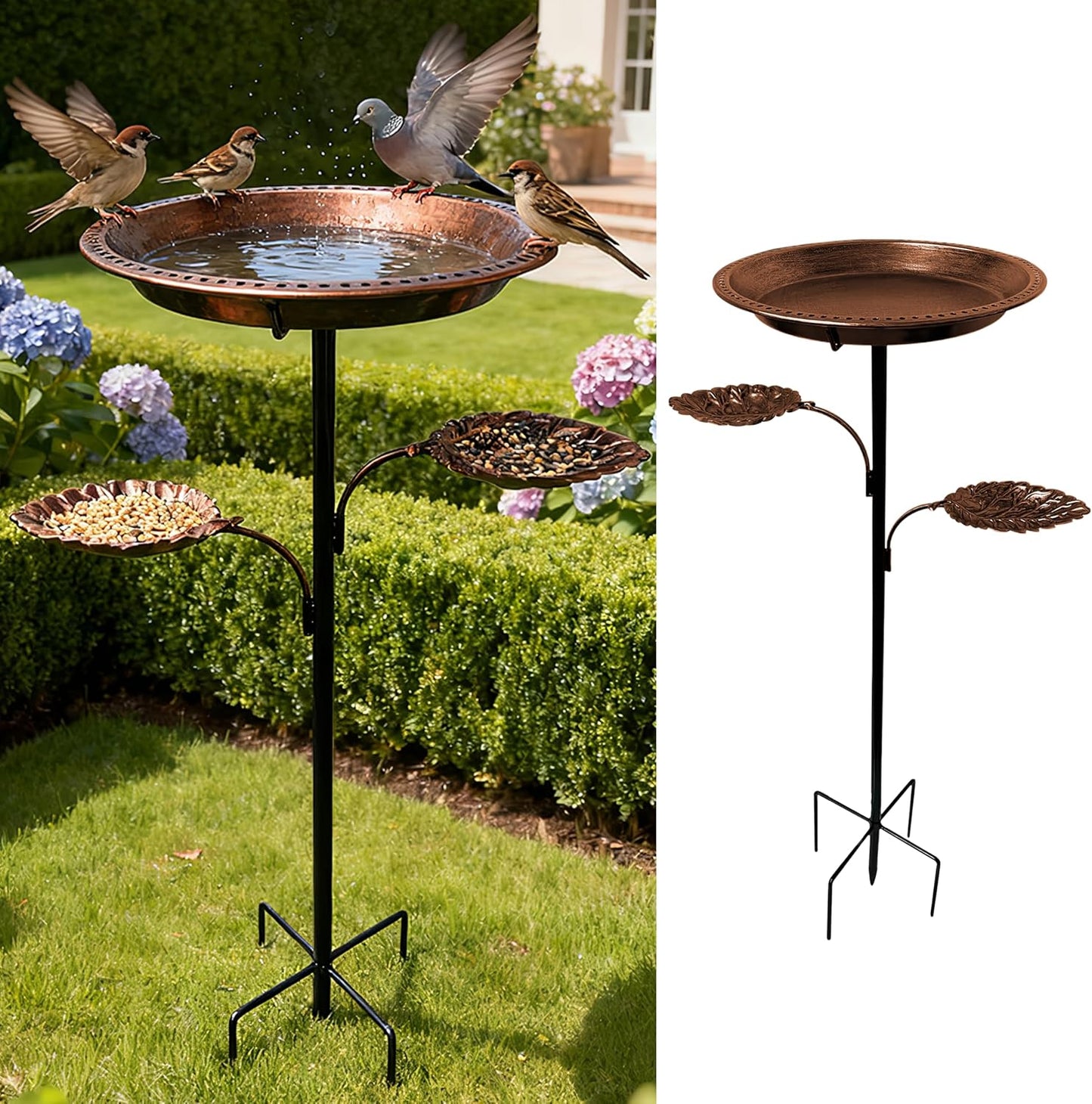 Metal Bird Bath for Outside - 36In Vintage Freestanding Birdbaths and 