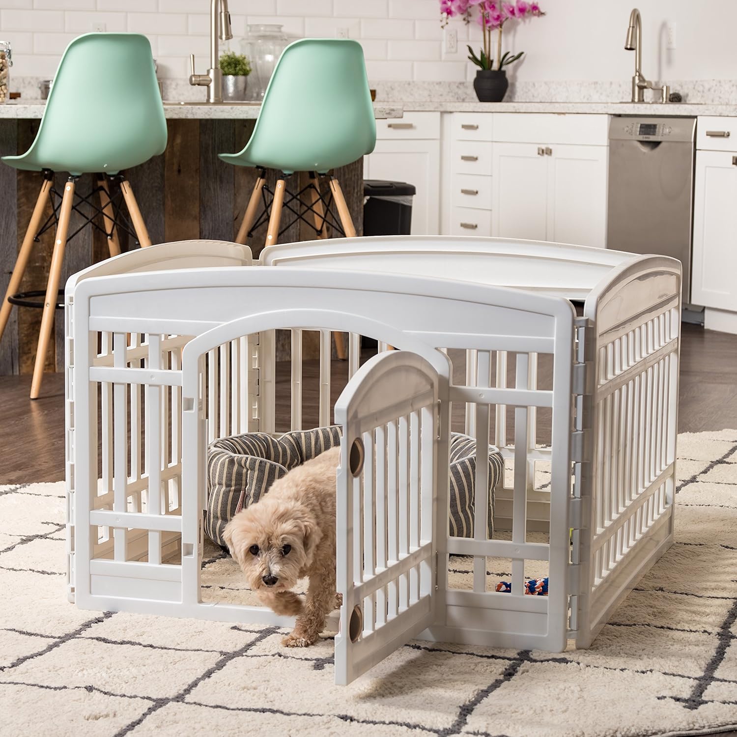 IRIS USA 24" Dog Playpen 4-Panel Pet Exercise Pen with Door Gate 35 x 