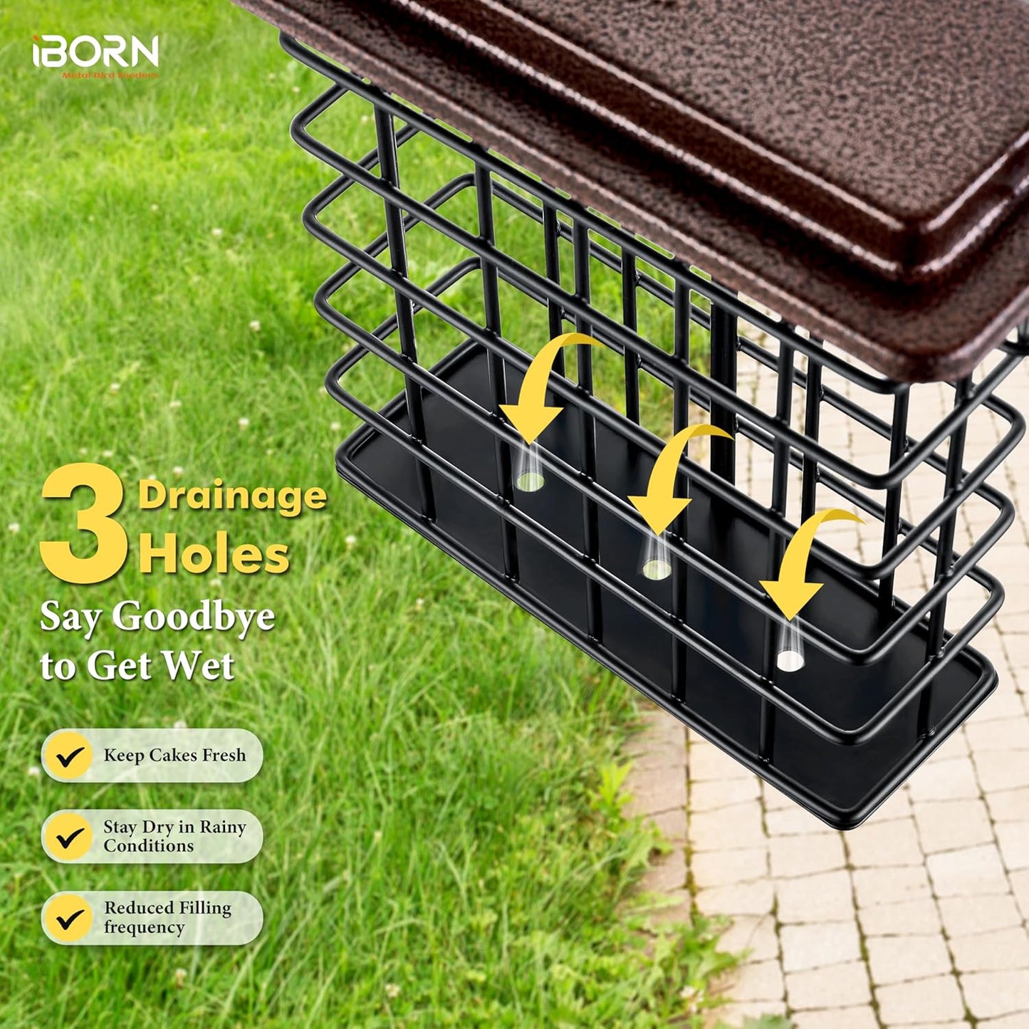 iBorn Suet Feeder Suet Bird Feeders [Single Capacity] for Outside Hang