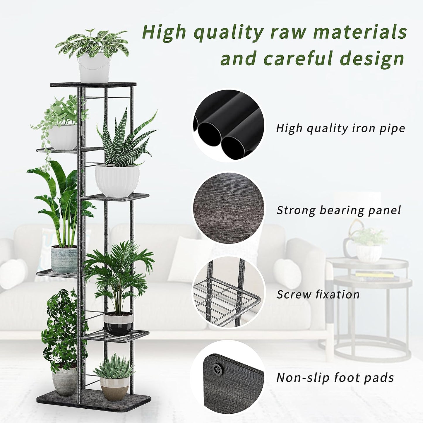 Simple Trending Plant Stand Shelf Indoor Outdoor Waterproof, 6-Tier 7 