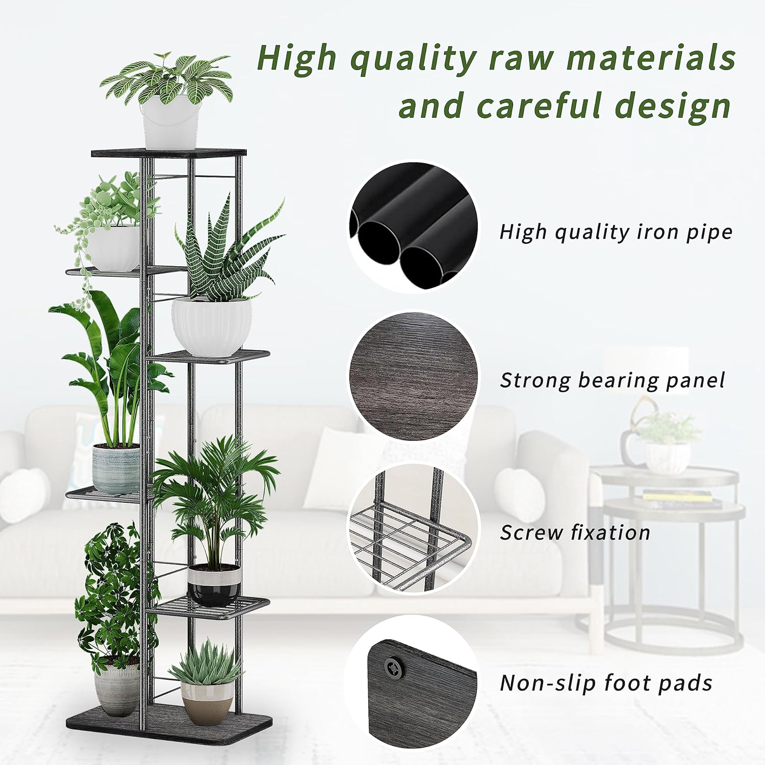 Simple Trending Plant Stand Shelf Indoor Outdoor Waterproof, 6-Tier 7 