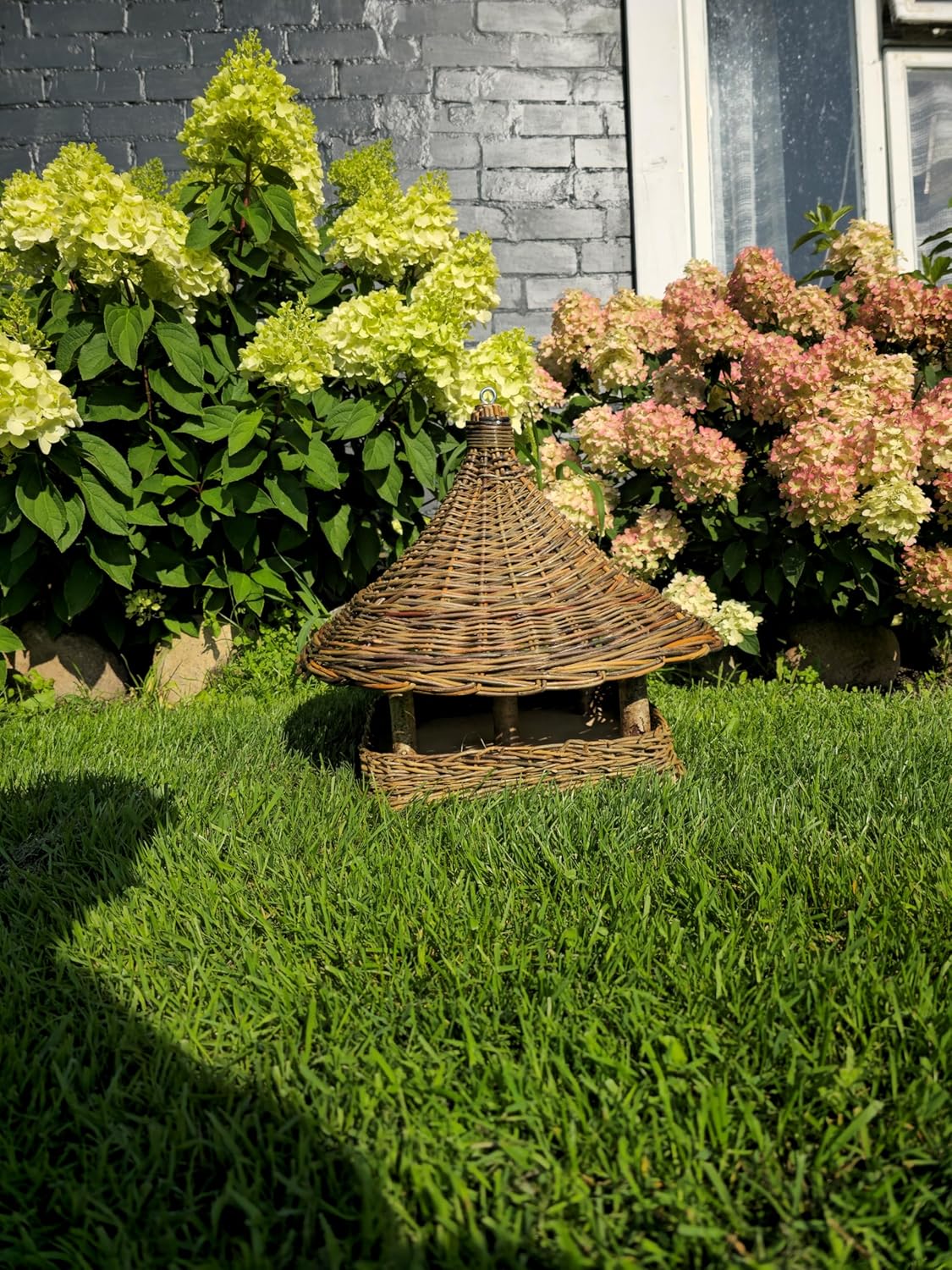 Handmade Wicker Bird Feeder – Rustic Willow Garden Feeder with Roof – 