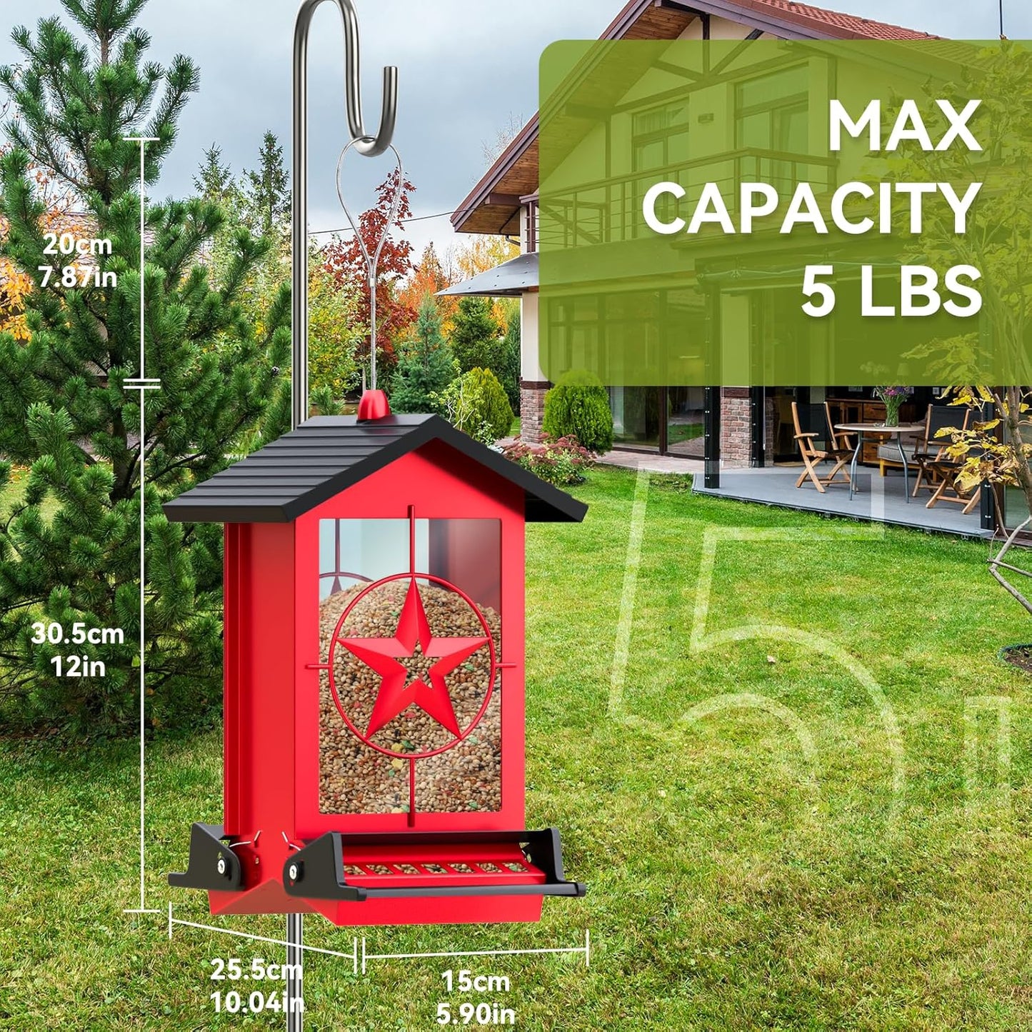 Squirrel Proof Bird Feeders for Outdoors Hanging, Metal Wild Bird Feed