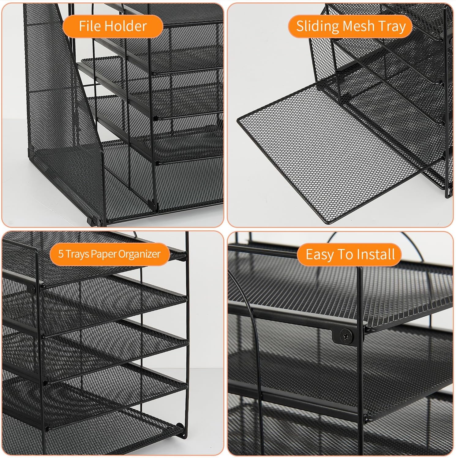 Desk Organizers and Accessories, 5-Tier Paper Letter Tray Organizer wi