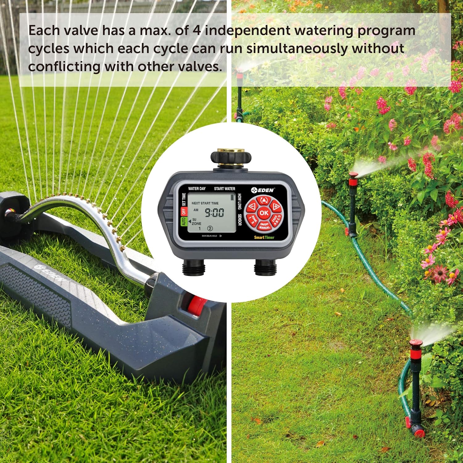 Eden 93412 Programmable Digital Water Timer 2-Zone, Compatible with Wi