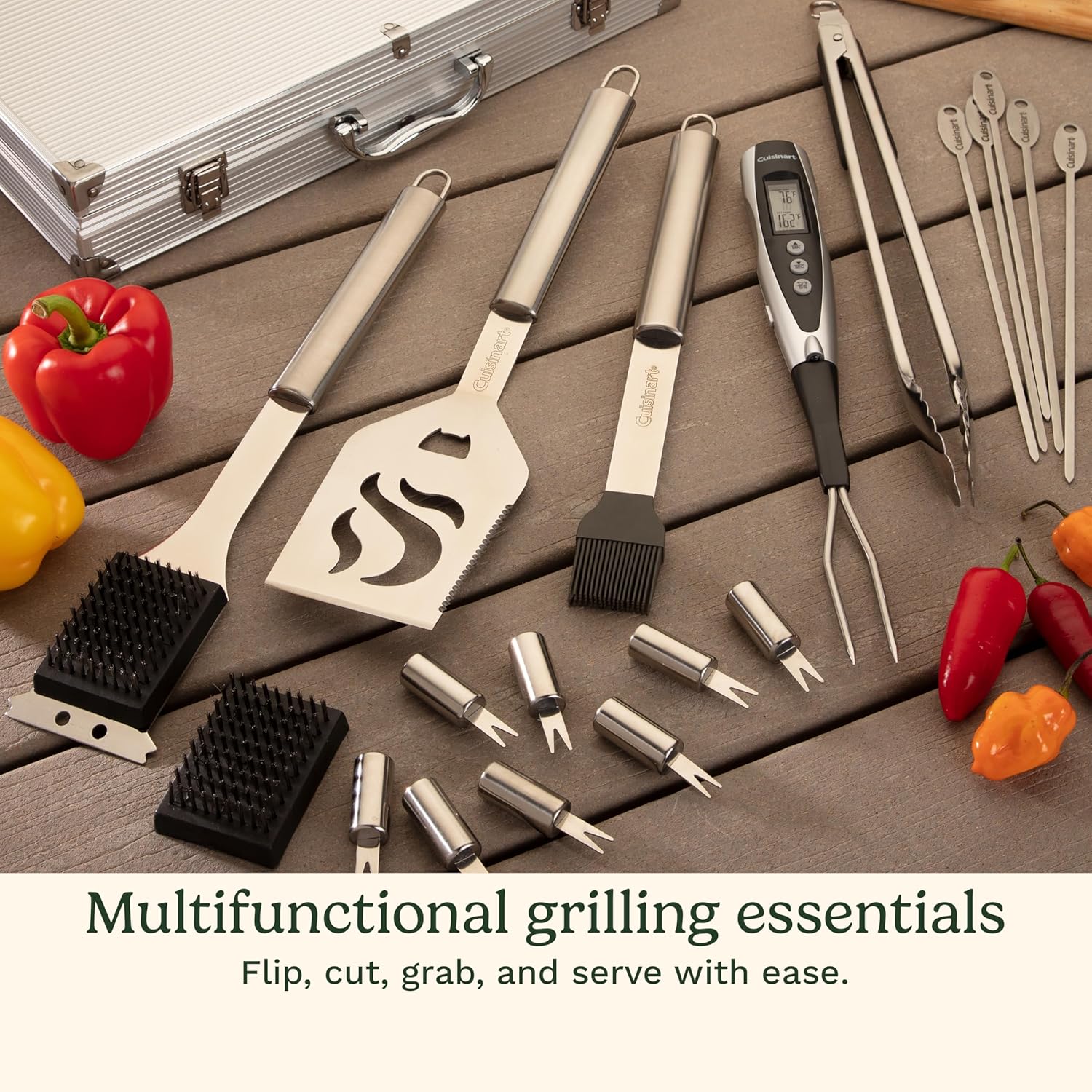 Cuisinart Deluxe Grill Tool Set, 20-Piece Grill Set, BBQ Accessories w