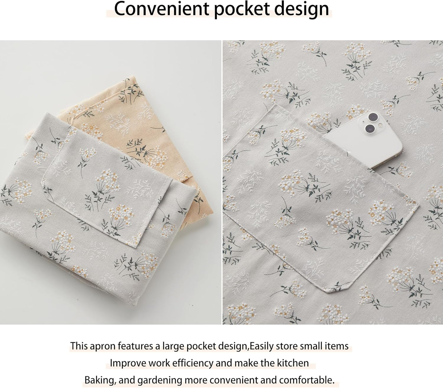Japanese Kitchen Apron for Women & Men,Adjustable Chef Apron with Pock