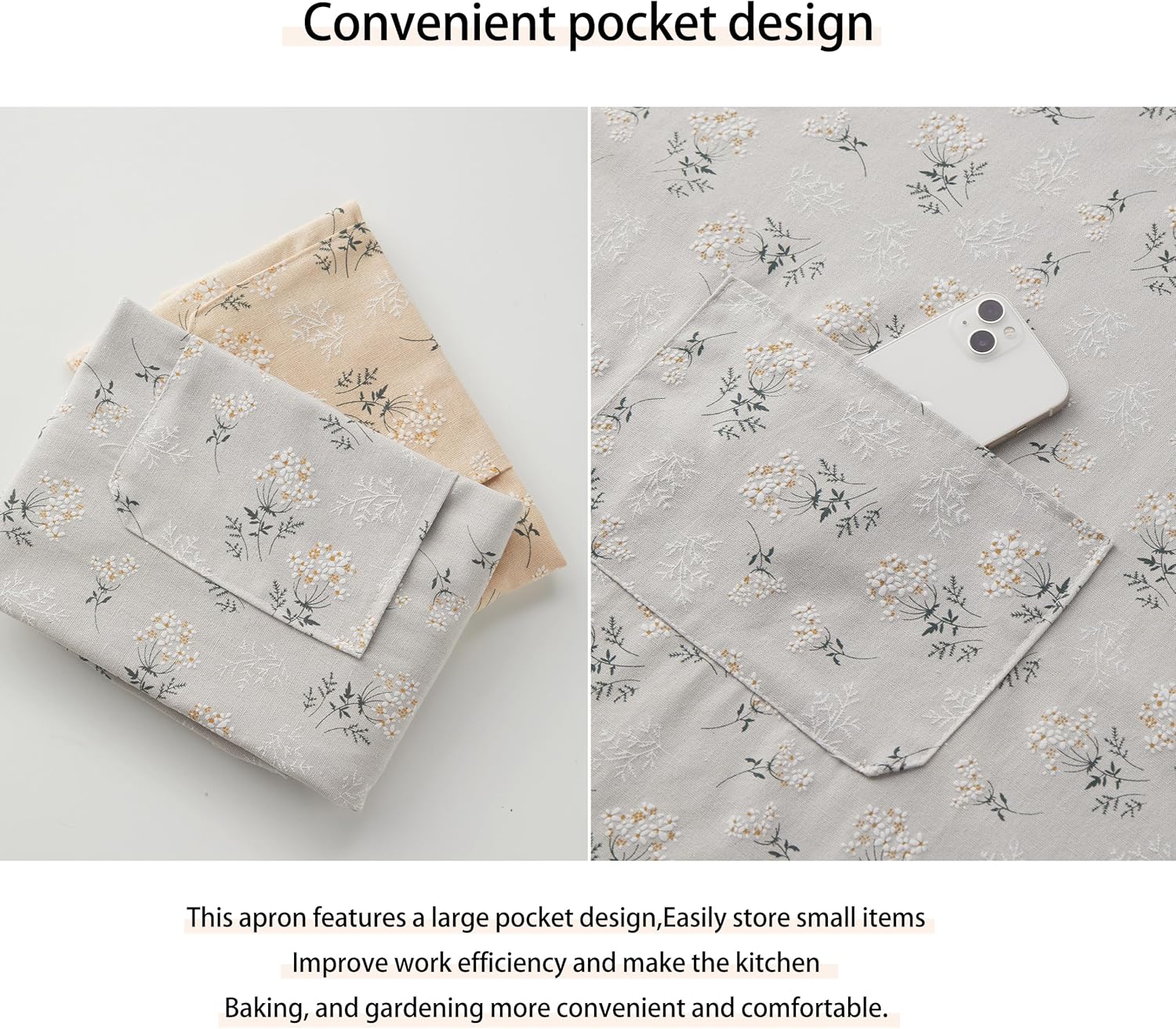 Japanese Kitchen Apron for Women & Men,Adjustable Chef Apron with Pock