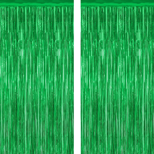 2 Pack Tinsel Backdrop, 3.28 FTx7.05 FT Green St Patricks Day Party Decorations, Metallic Backdrop Curtains Tinsel Curtains Streamer Backdrop, Party Supplies Wall Decor for St. Patricks Party Birthday