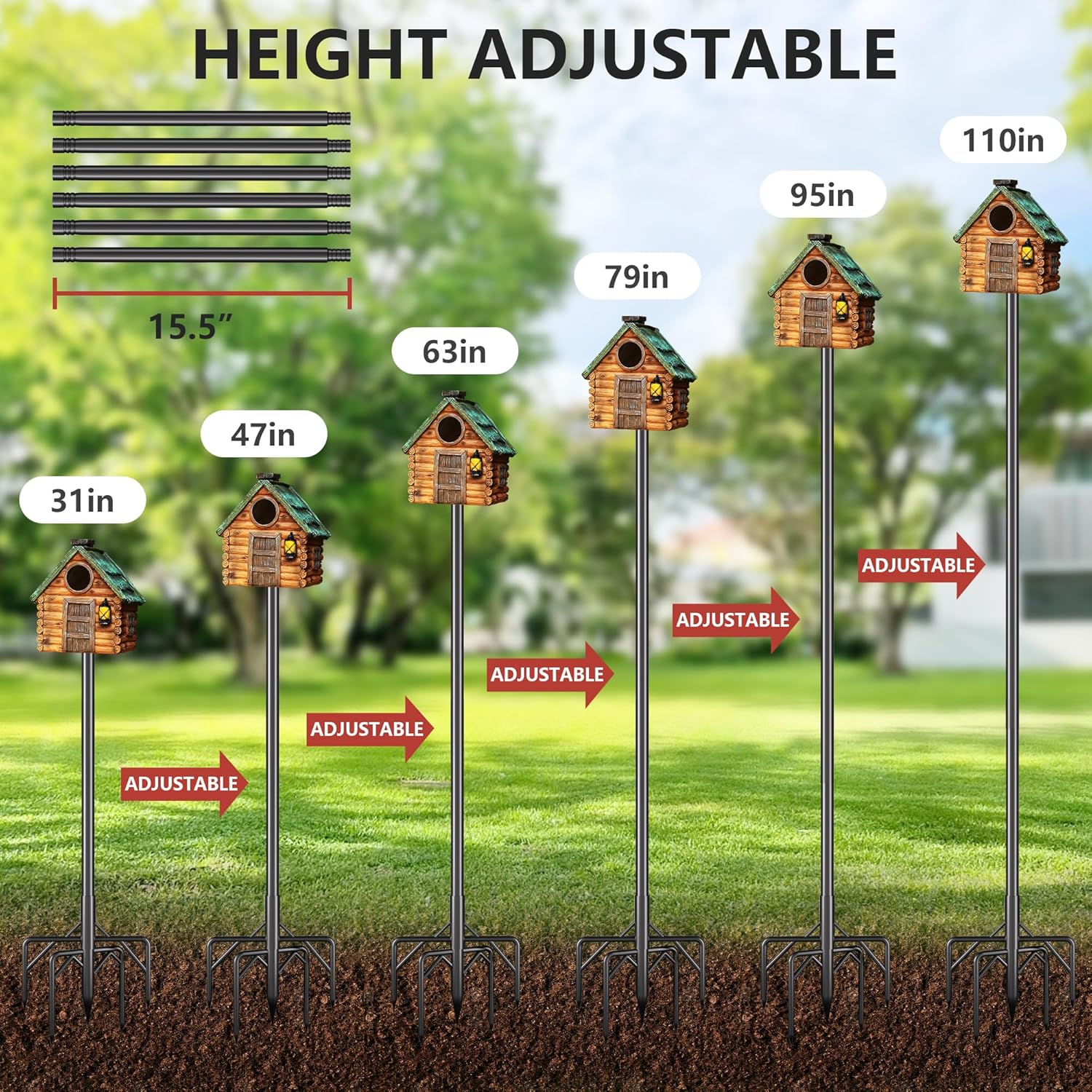 Bird Feeder Pole Kit 110 Inch,Bird House Pole for Outdoors Heavy Duty,