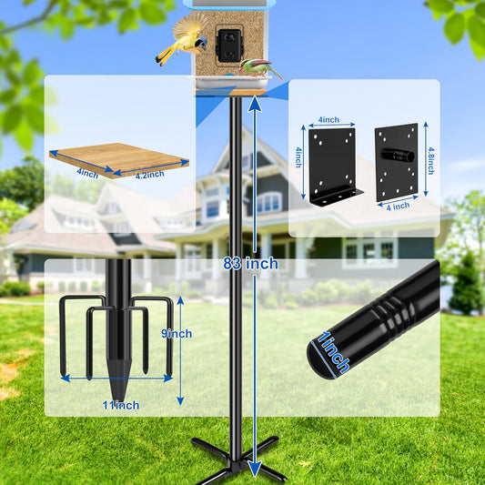 Ottsuls Bird Feeder Pole, 92 Inch Heavy Duty Bird House Pole Kit for O