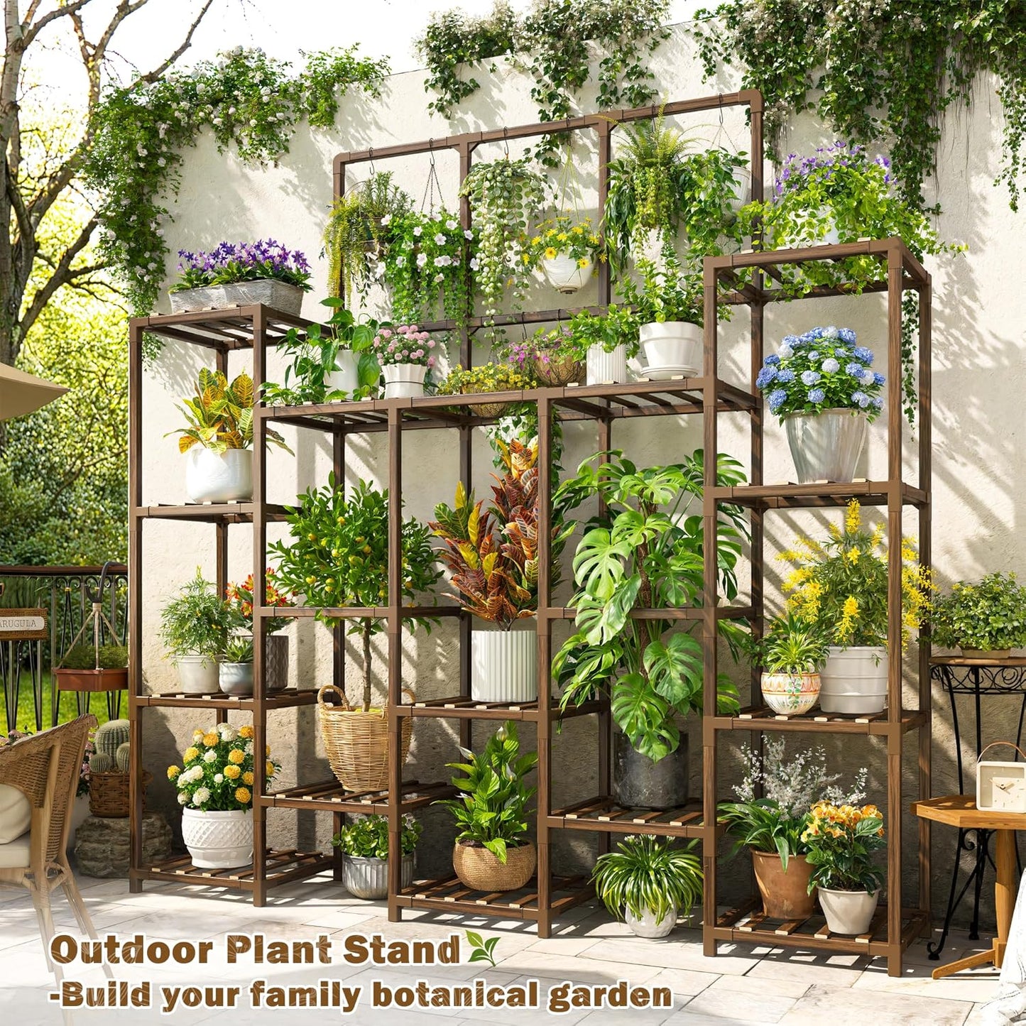 EnHomee Plant Stand Indoor Tall Plant Stand Outdoor Large Wood Plant S