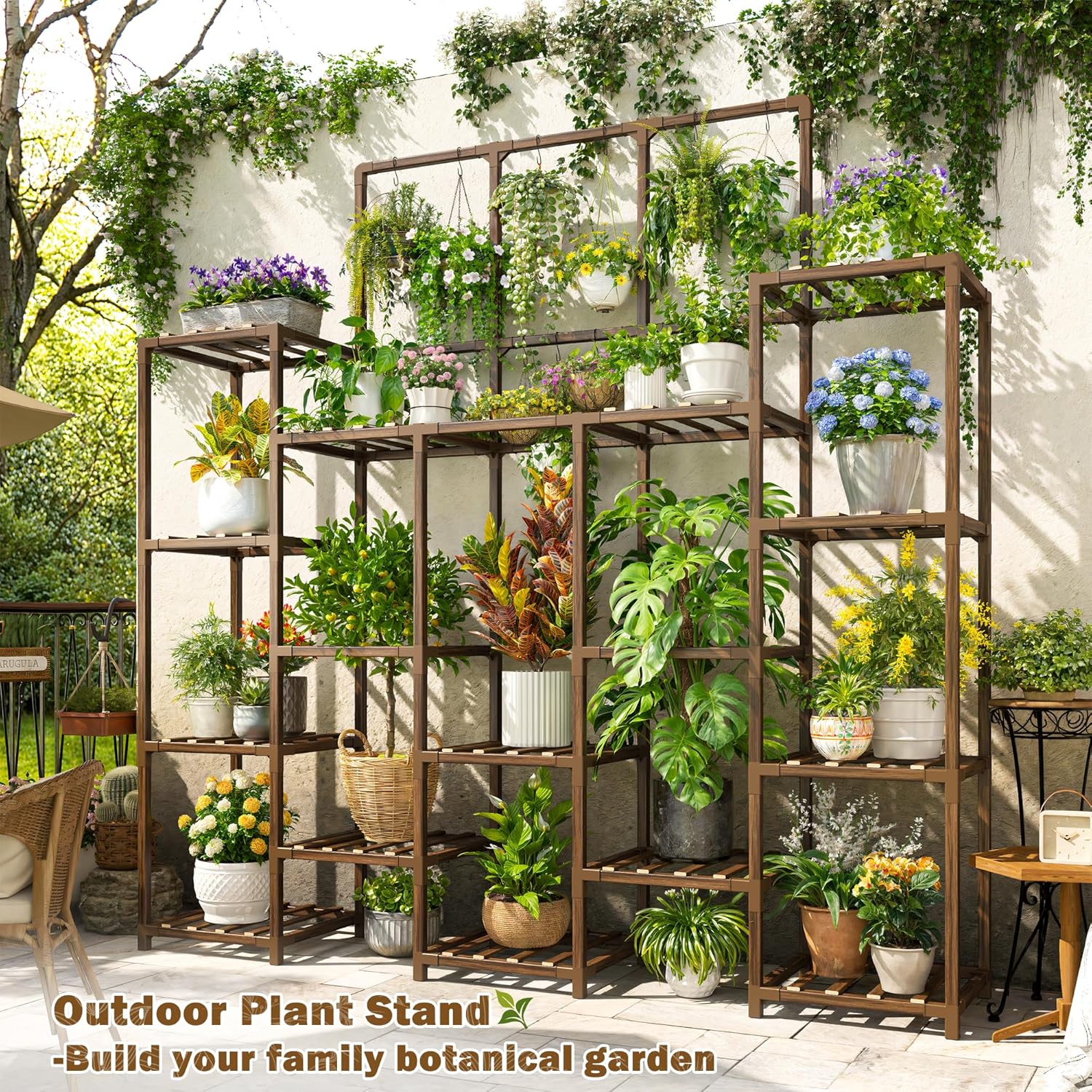 EnHomee Plant Stand Indoor Tall Plant Stand Outdoor Large Wood Plant S