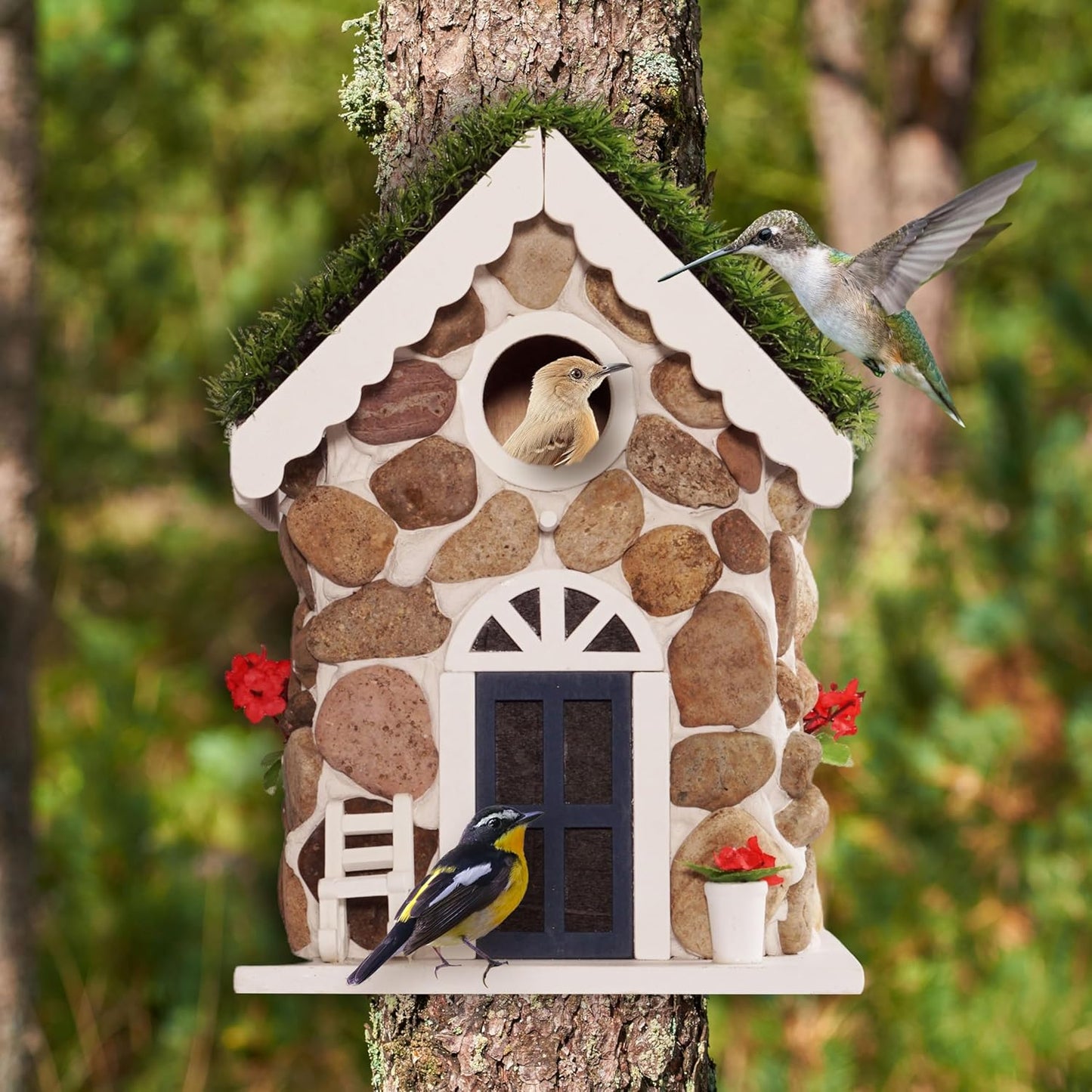 MIXUMON Bird Houses for Outside, Outdoor Bird House for Bird Families 